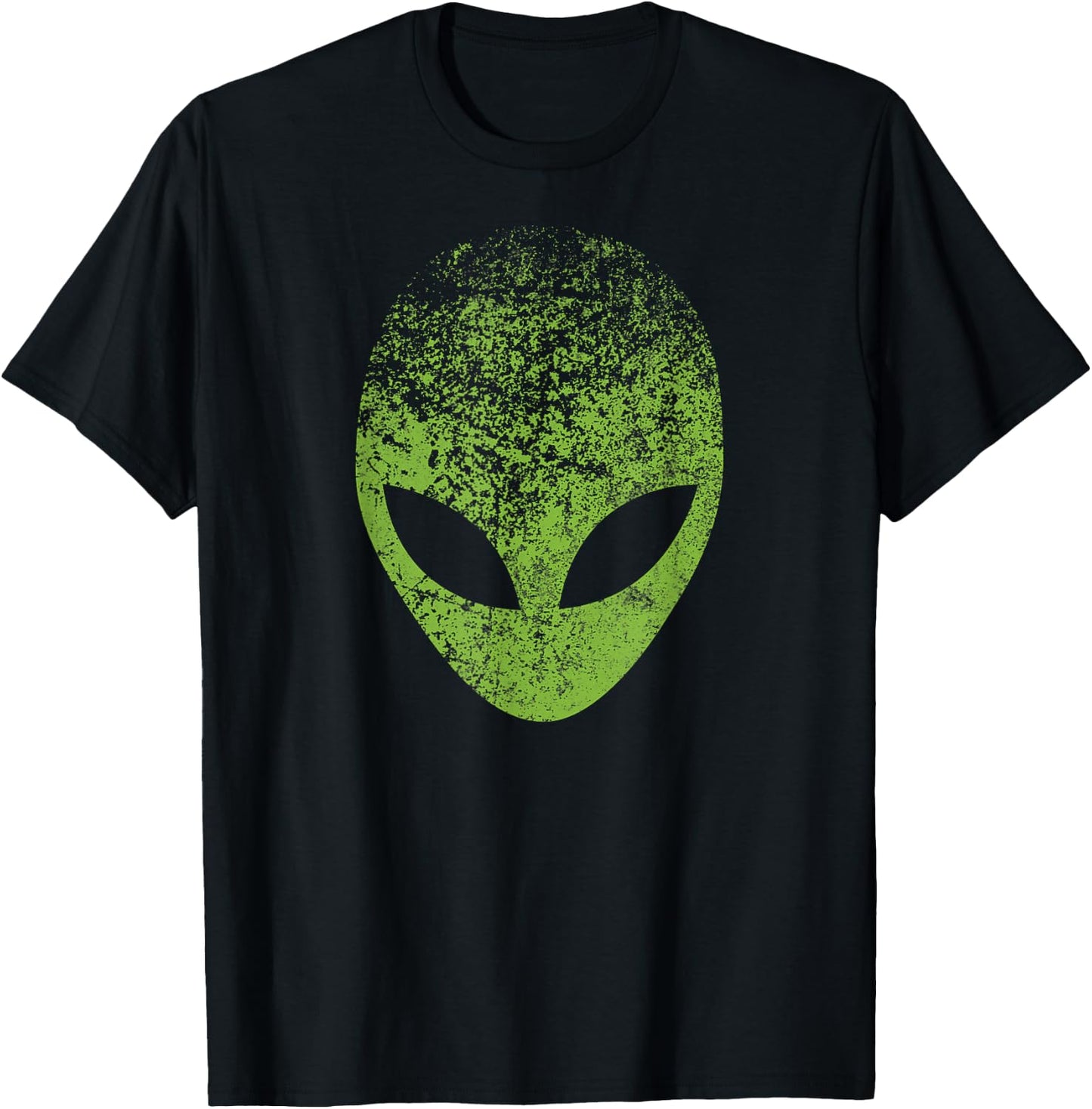 Alien Head Distressed Green Alien Face, Area 51, Roswell UFO T-Shirt - T-Shirt | Black