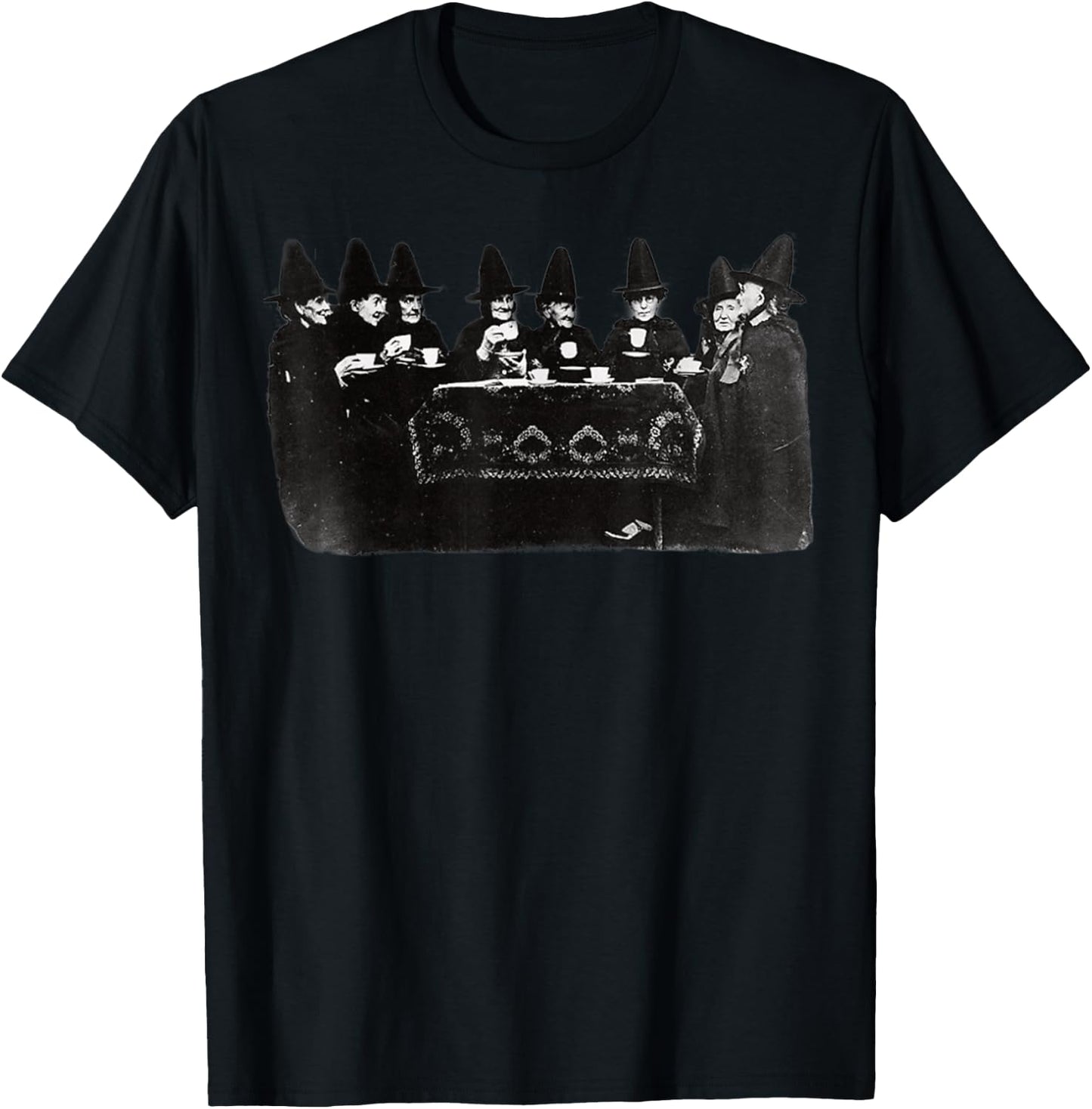 Vintage Witches Tea Party Victorian Witch T-Shirt - T-Shirt | Black