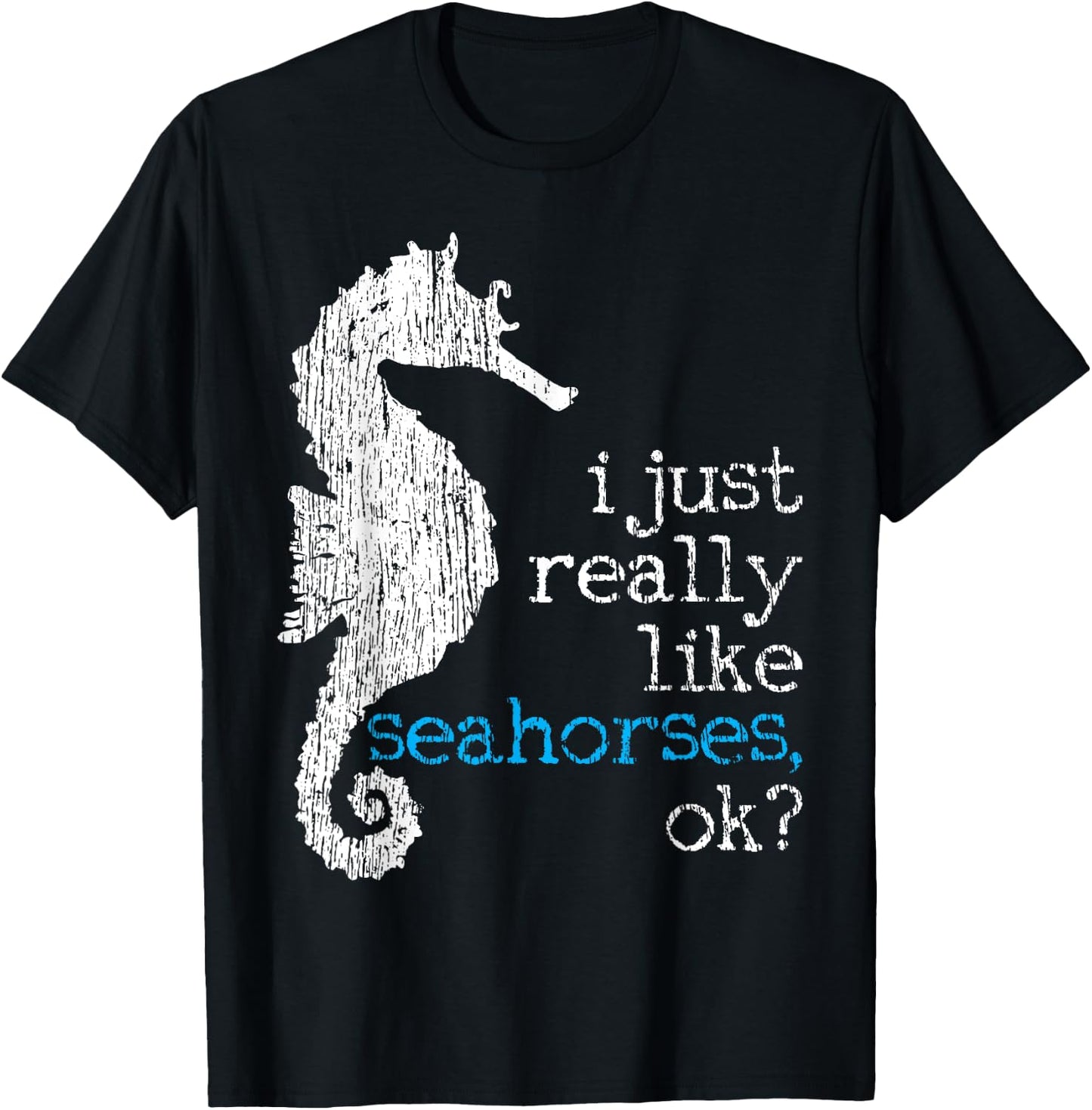 Seahorse Lover Fish Underwater Vintage Gift T-Shirt - T-Shirt | Black