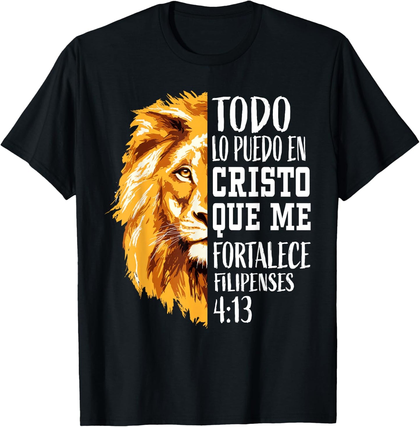 Christian Gifts Spanish Filipenses 4:13 Philippians Lion Men T-Shirt - T-Shirt | Black