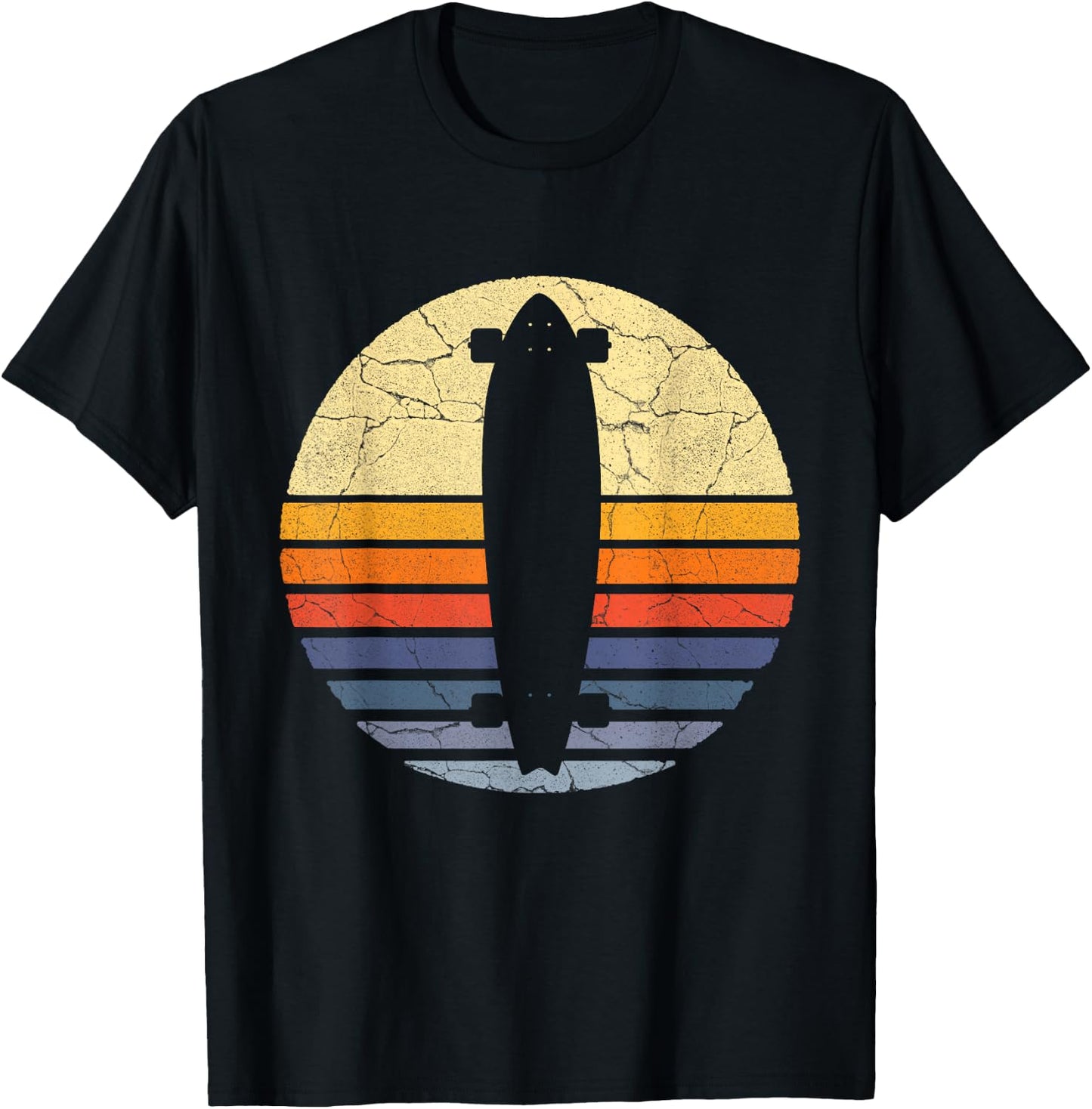 Distressed Longboard Longboarding Lovers & Longboarder Gift T-Shirt - T-Shirt | Black