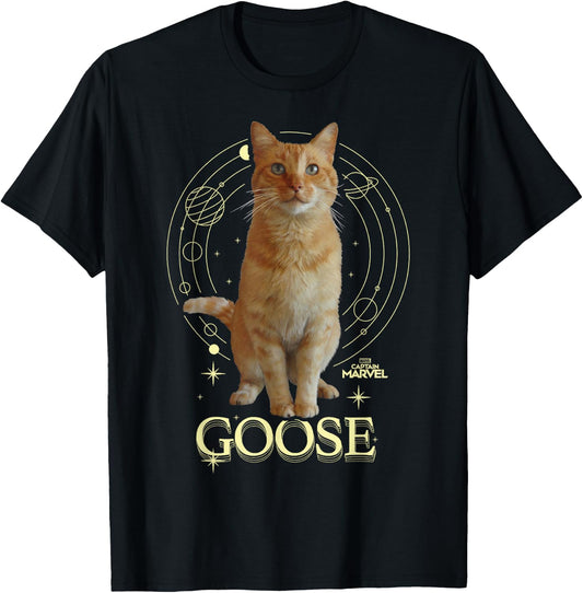 Captain Marvel Goose Full Portrait Space Graphic T-Shirt - T-Shirt | Black
