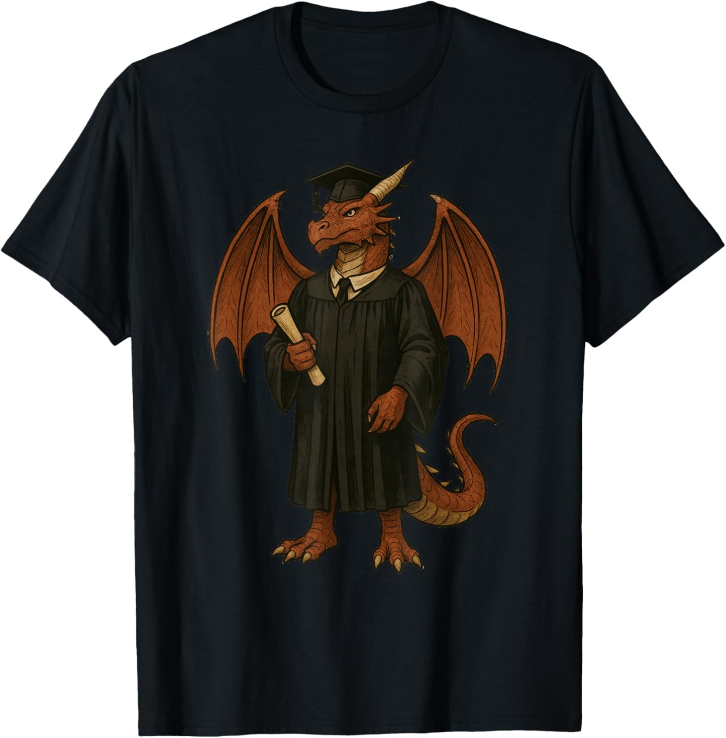 Cute Dragon Graduation T-Shirt - T-Shirt | Black