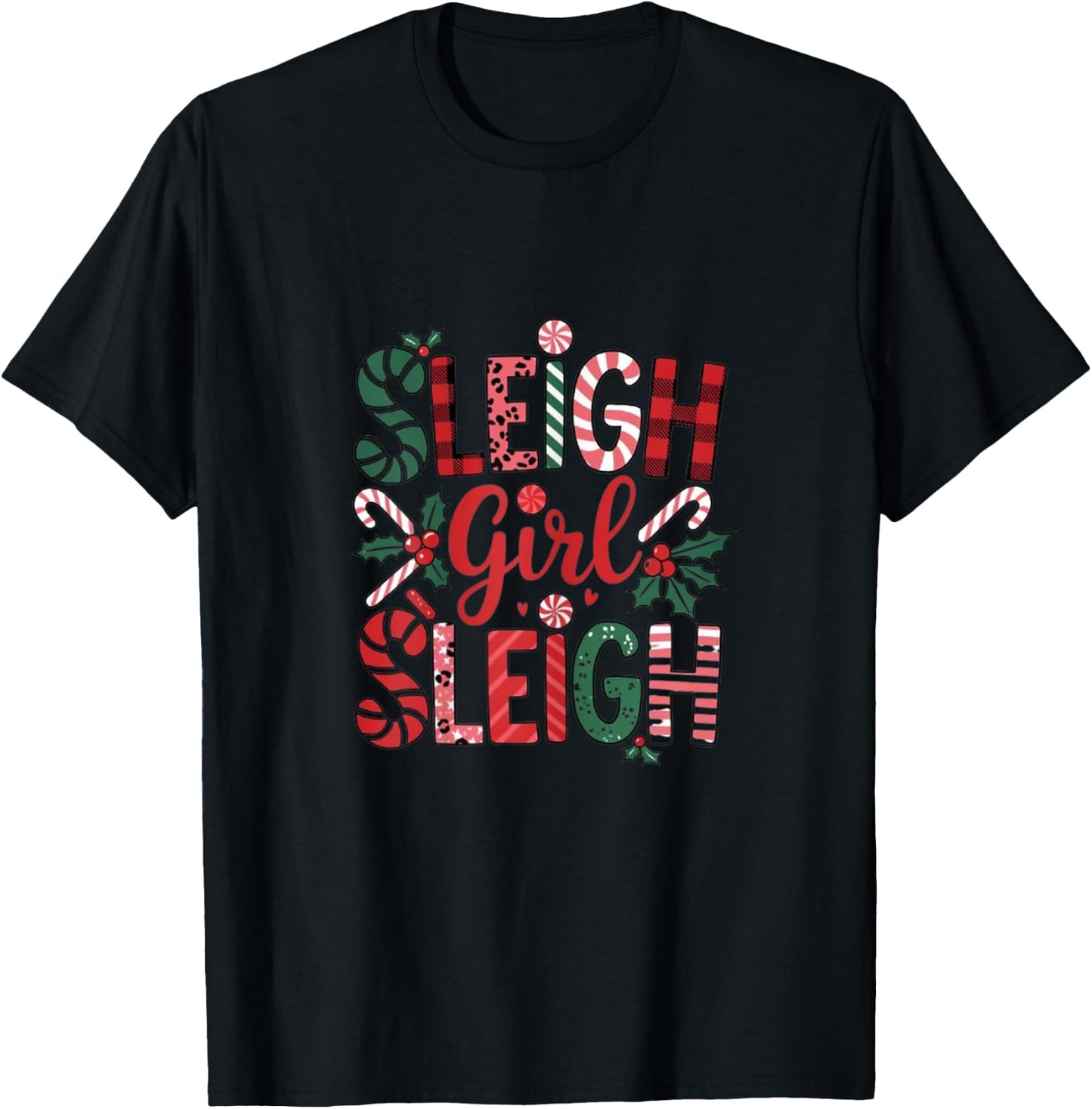 Sleigh Girl Sleigh Funny Little Women's Retro Christmas Day T-Shirt - T-Shirt | Black