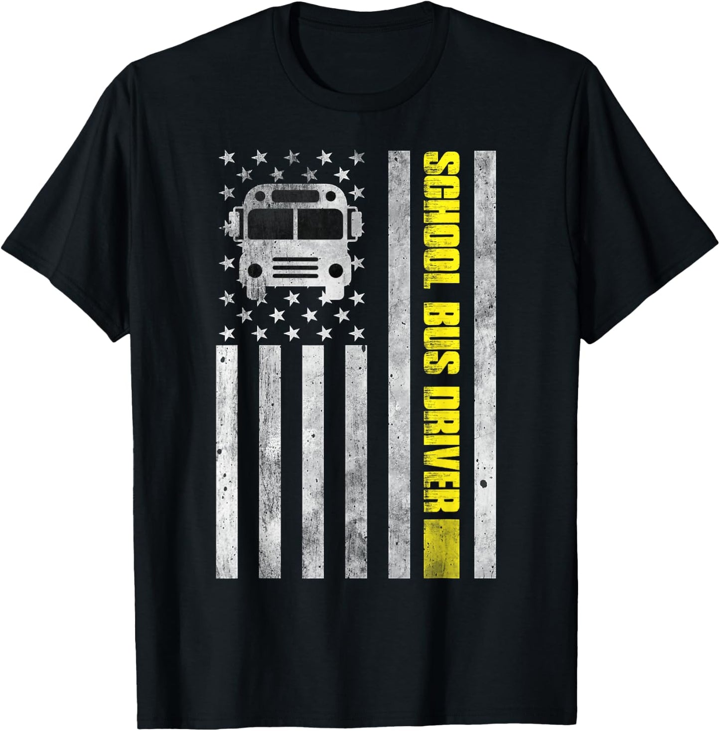 School Bus Driver American Flag Design - School Bus Driver T-Shirt - T-Shirt | Black