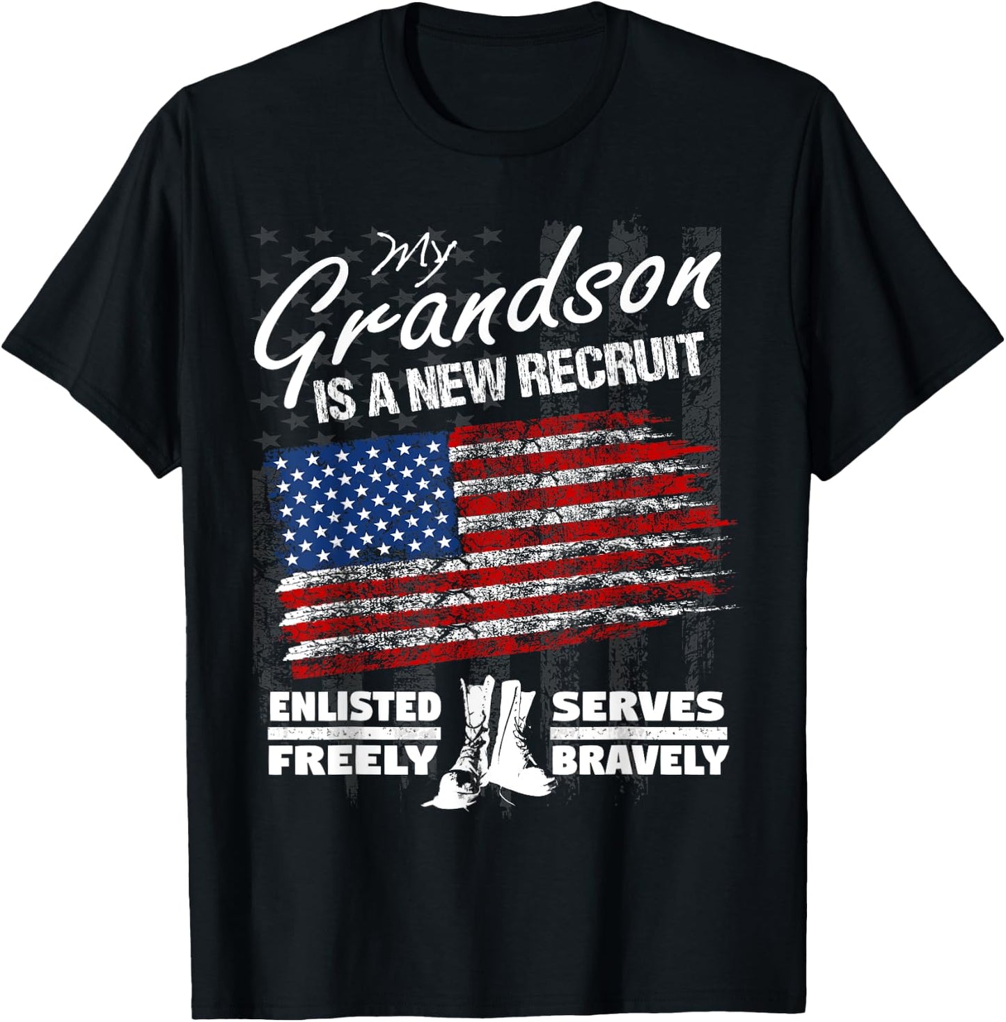 New Recruit Shirt - My Grandson Joined the U.S. Military T-Shirt - T-Shirt | Black