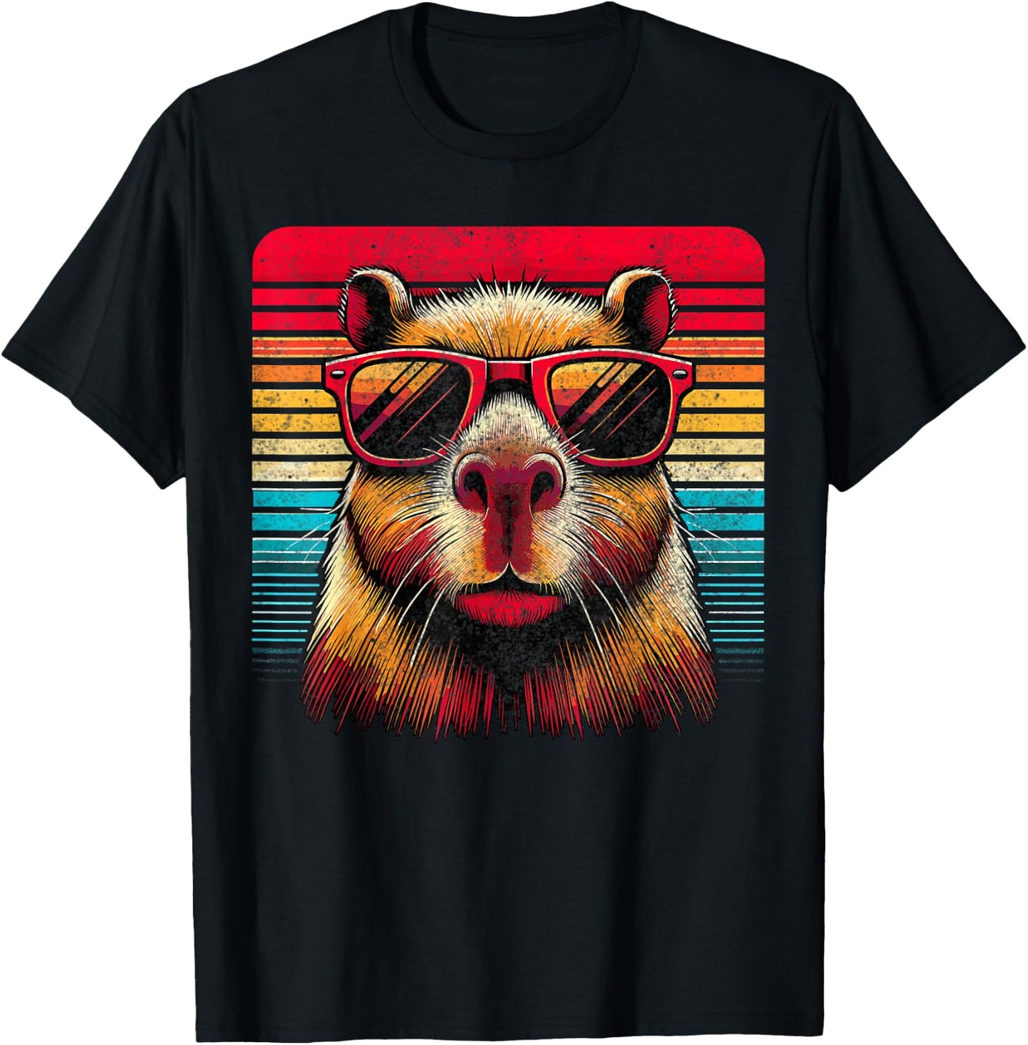 Capybara Retro Capybara Vintage Sunglasses T-Shirt - T-Shirt | Black