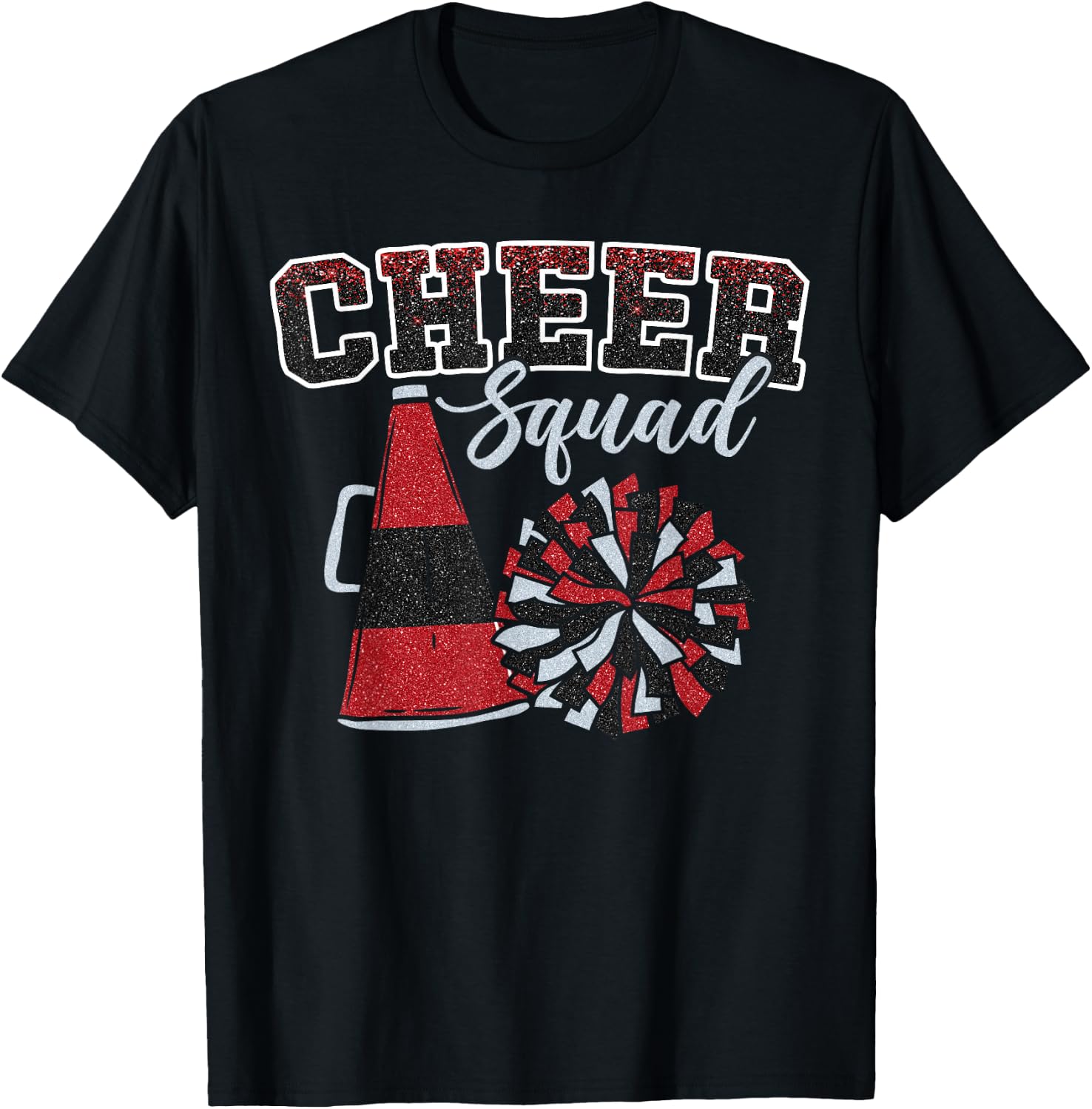 Cheer Squad Funny Cheerleader Cheerleading Red Women Girl T-Shirt - T-Shirt | Black