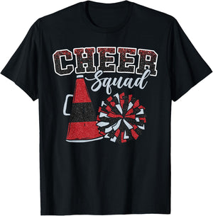 Cheer Squad Funny Cheerleader Cheerleading Red Women Girl T-Shirt - T-Shirt | Black