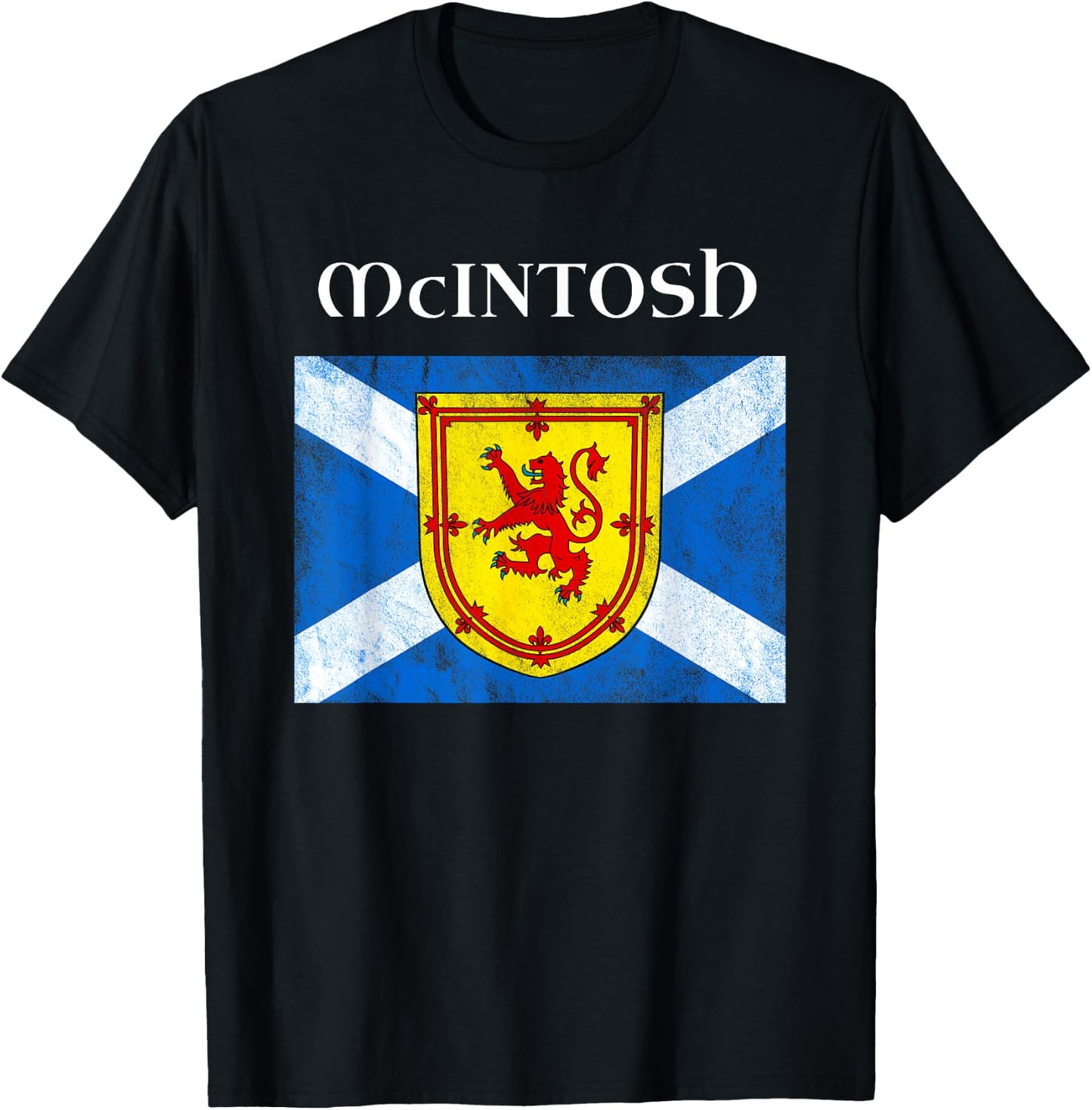McIntosh Scottish Clan Family Name Scotland Flag T-Shirt - T-Shirt | Black