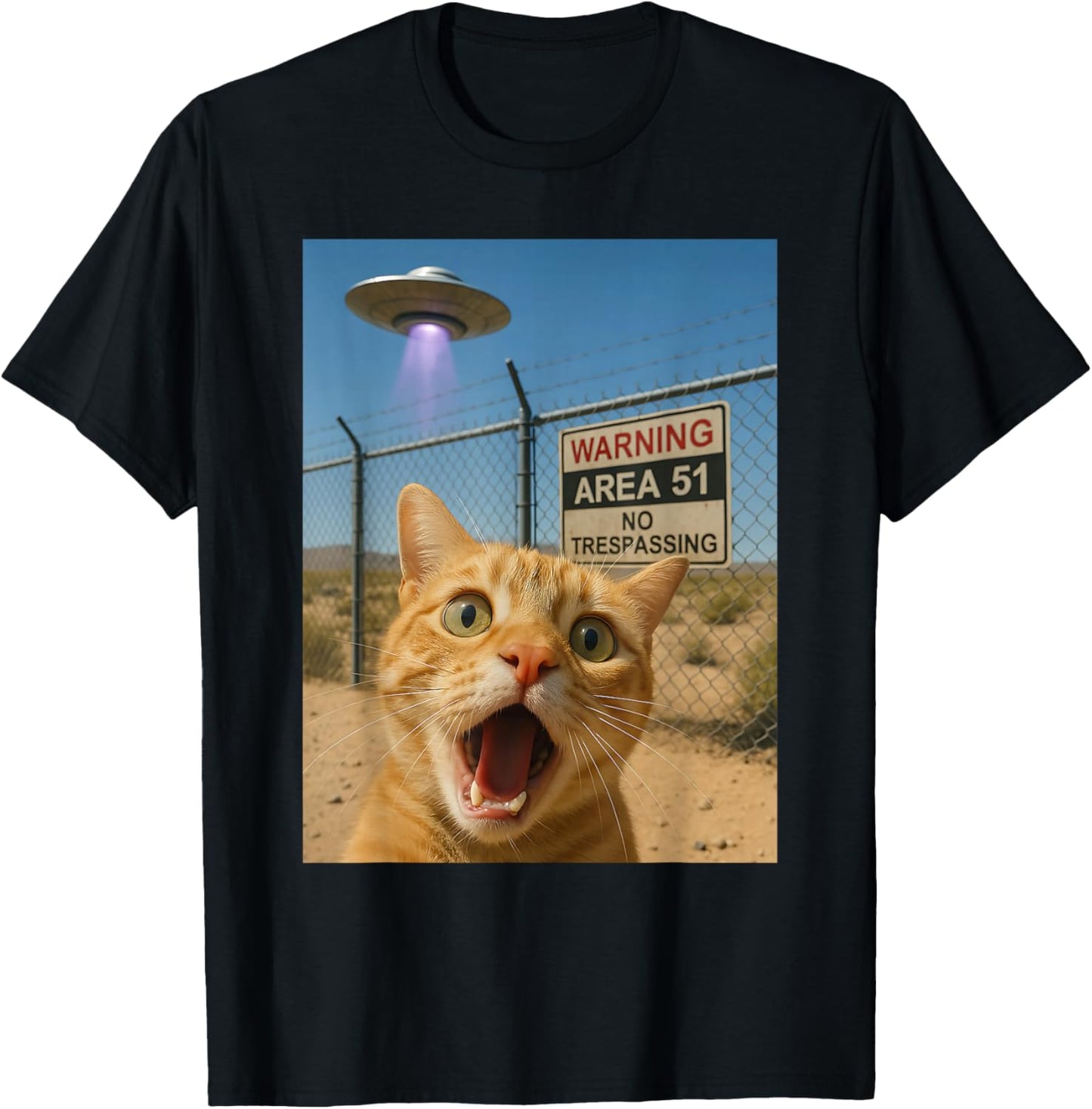 Cat Selfie Funny Area 51 T-Shirt - T-Shirt | Black