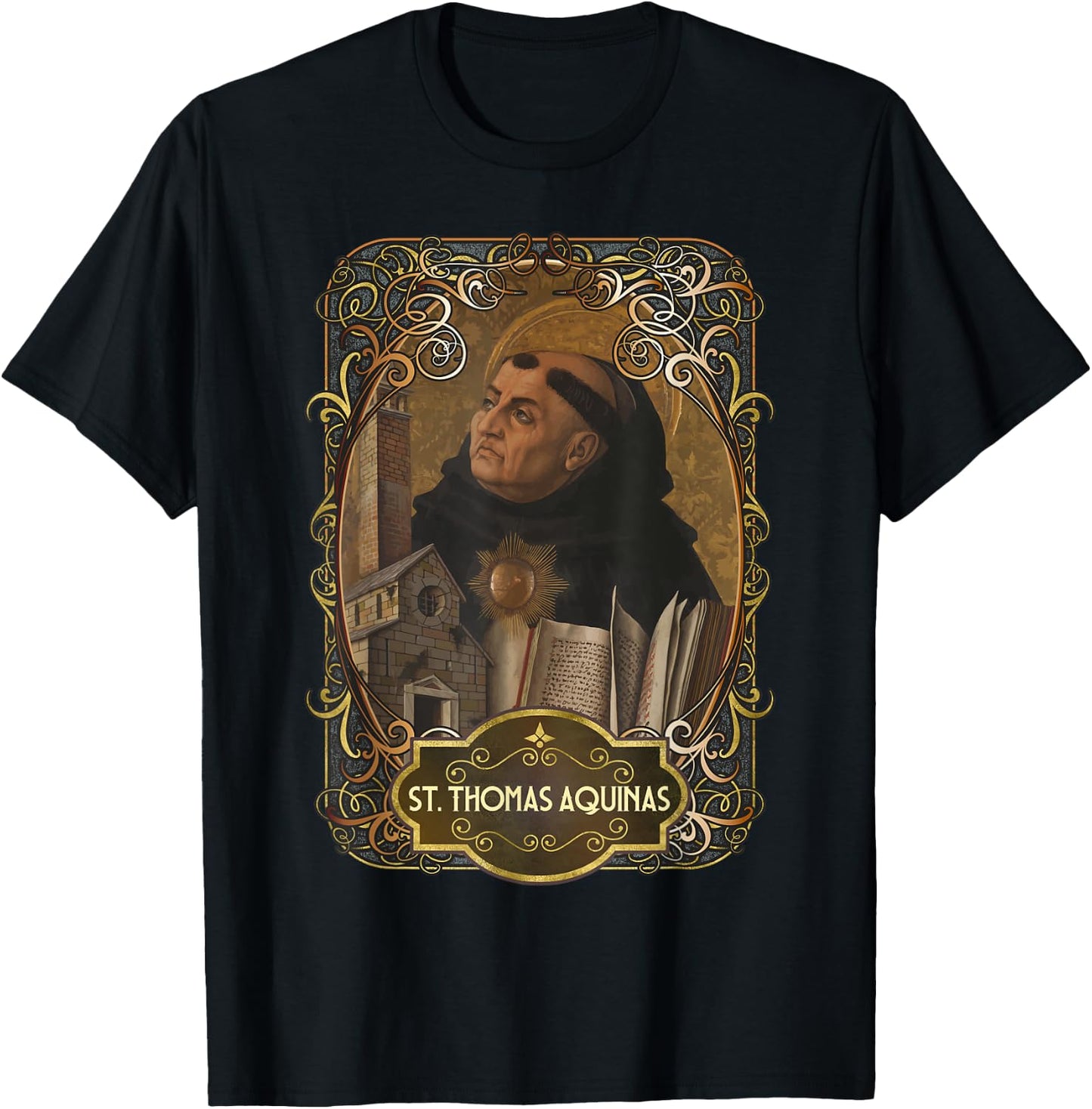 St. Thomas Aquinas Philosophy Catholic Theology Saint T-Shirt - T-Shirt | Black