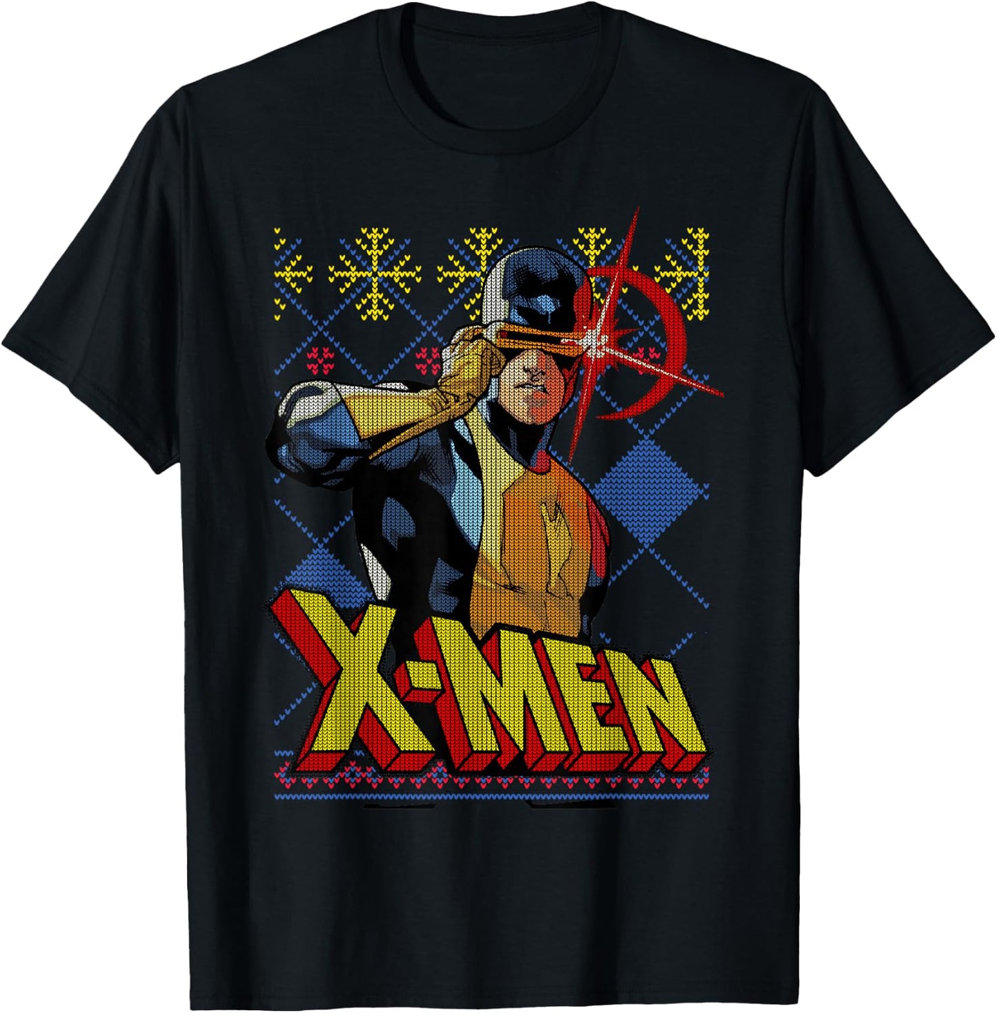 Marvel X-Men Cyclops Ugly Christmas Sweater Graphic T-Shirt - T-Shirt | Black
