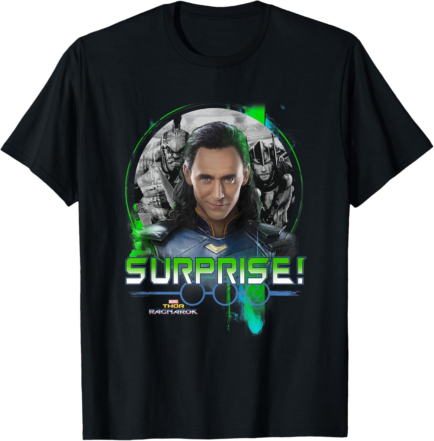 Marvel Thor Ragnarok Loki Surprise Green Pop T-Shirt - T-Shirt | Black