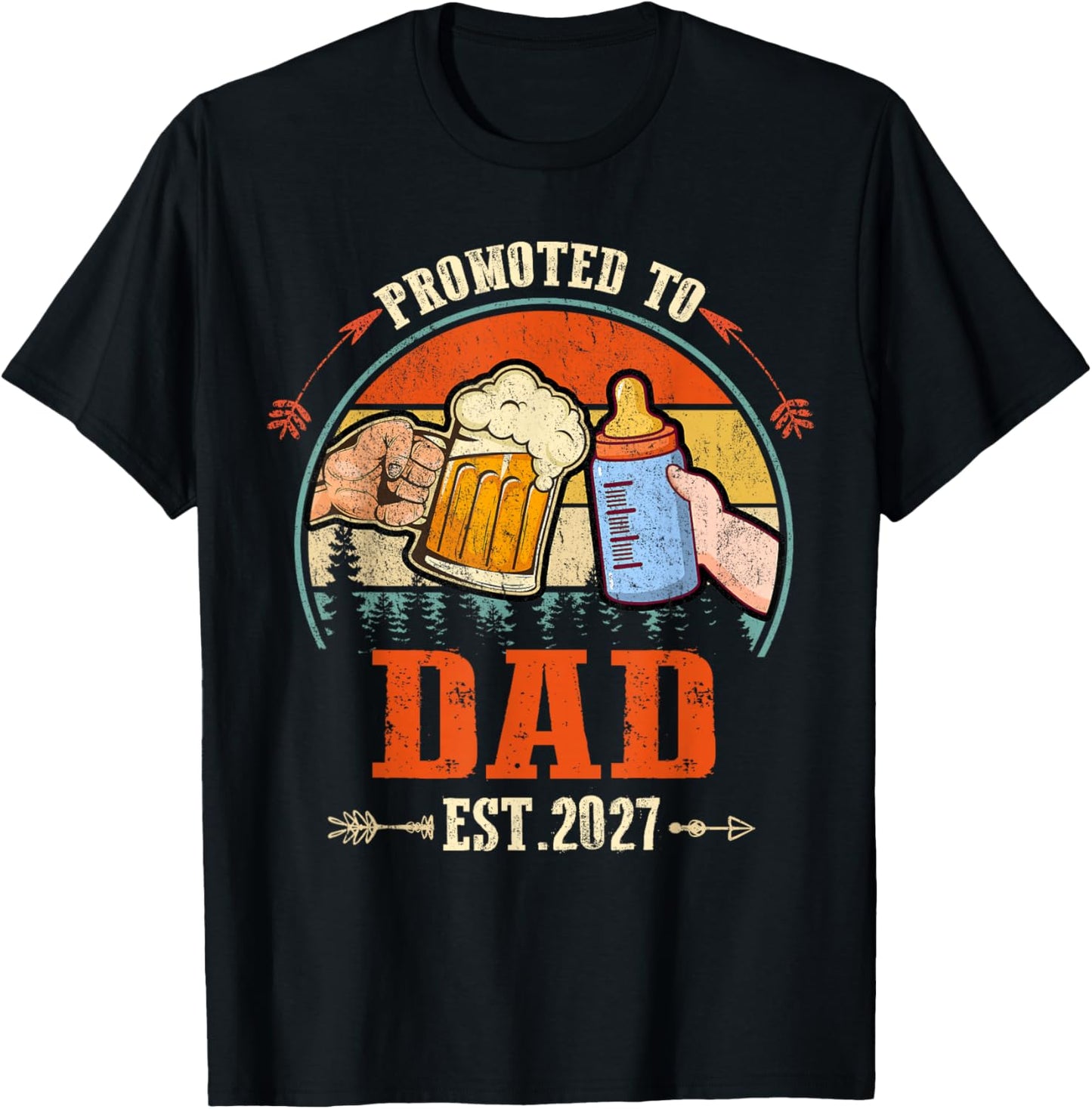 Promoted to Dad 2027 Funny Shirt for new Dad T-Shirt - T-Shirt | Black