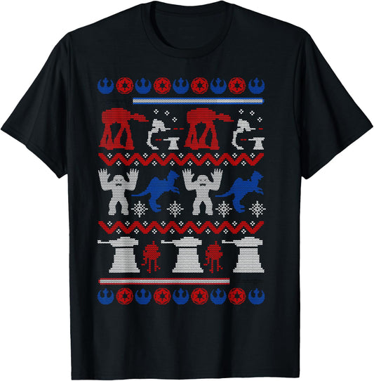 Star Wars Hoth Battle Ugly Christmas Sweater Graphic T-Shirt - T-Shirt | Black