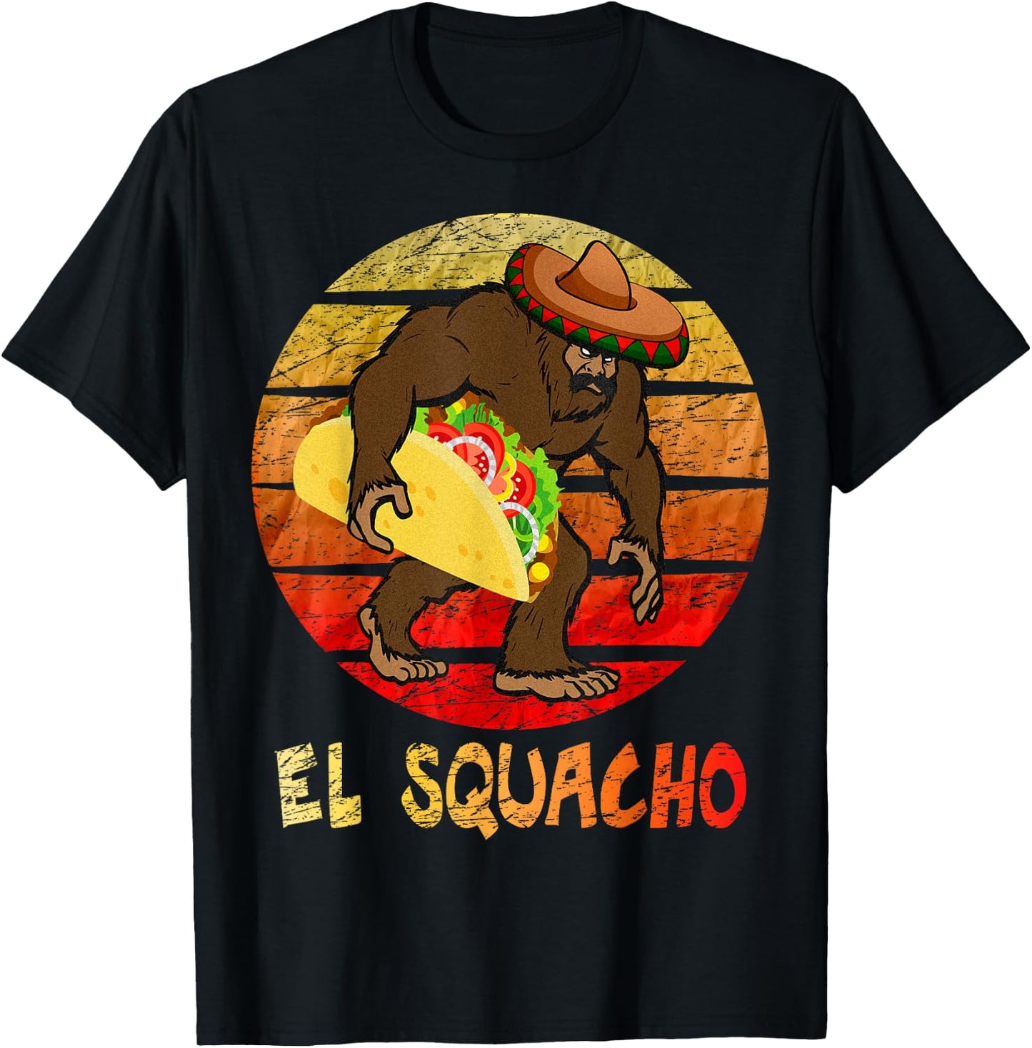 El Squacho Sasquatch Taco Sombrero Cinco de Mayo T-Shirt - T-Shirt | Black