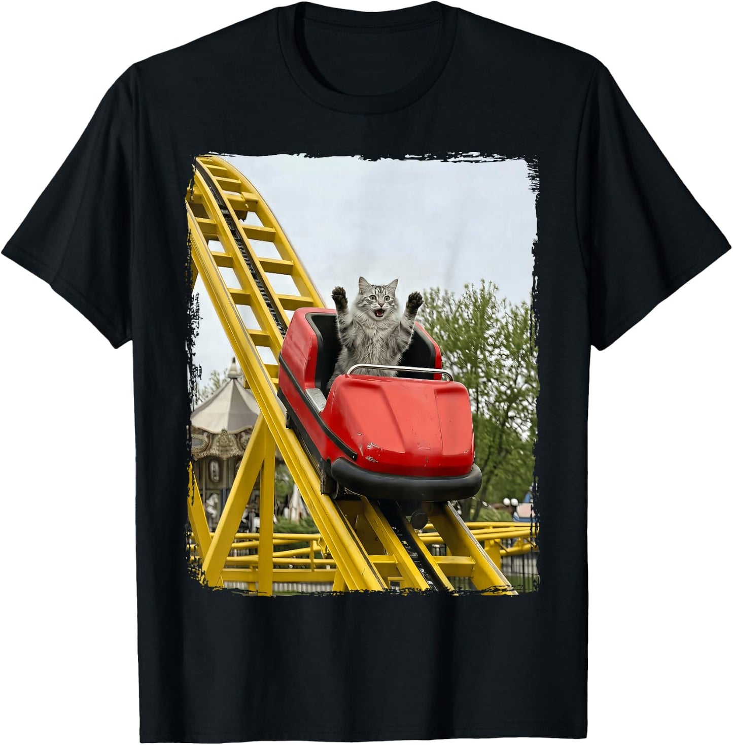 Cat Rollercoaster T-Shirt - T-Shirt | Black