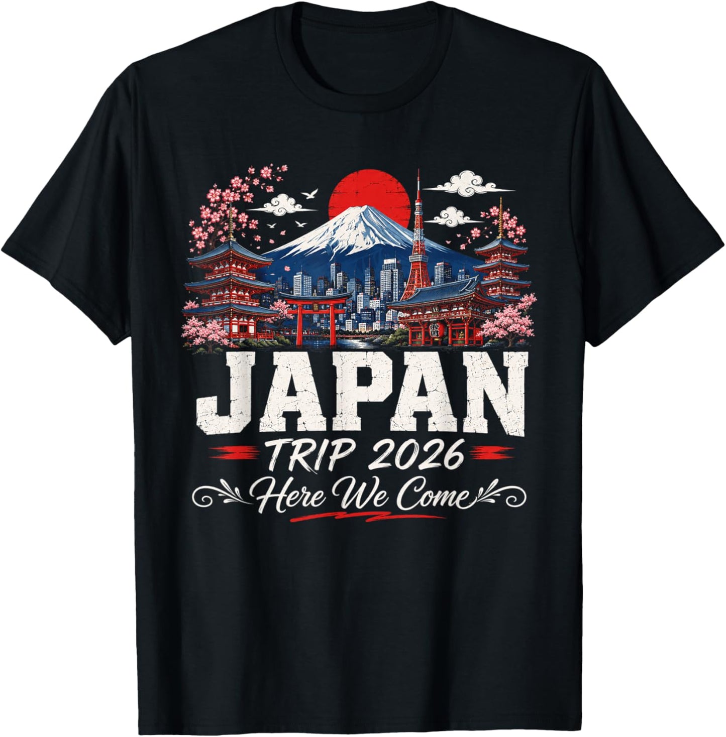 Japan Trip 2026 Here We Come Travel Design T-Shirt - T-Shirt | Black