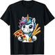Unicorn Eating Pizza and Breadsticks Boys Girls Women Kids T-Shirt - T-Shirt | Black