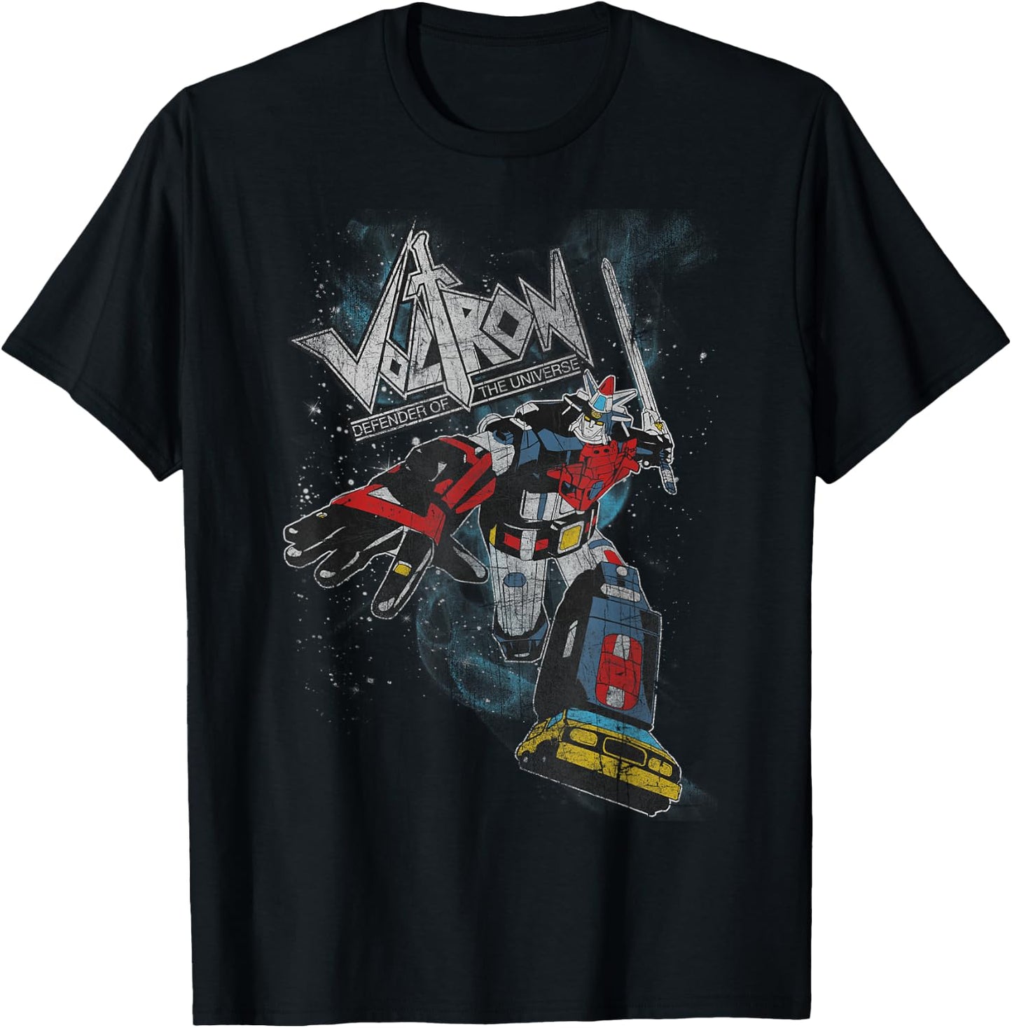 Voltron Retro Defender Battle Stance Space Graphic T-Shirt - T-Shirt | Black
