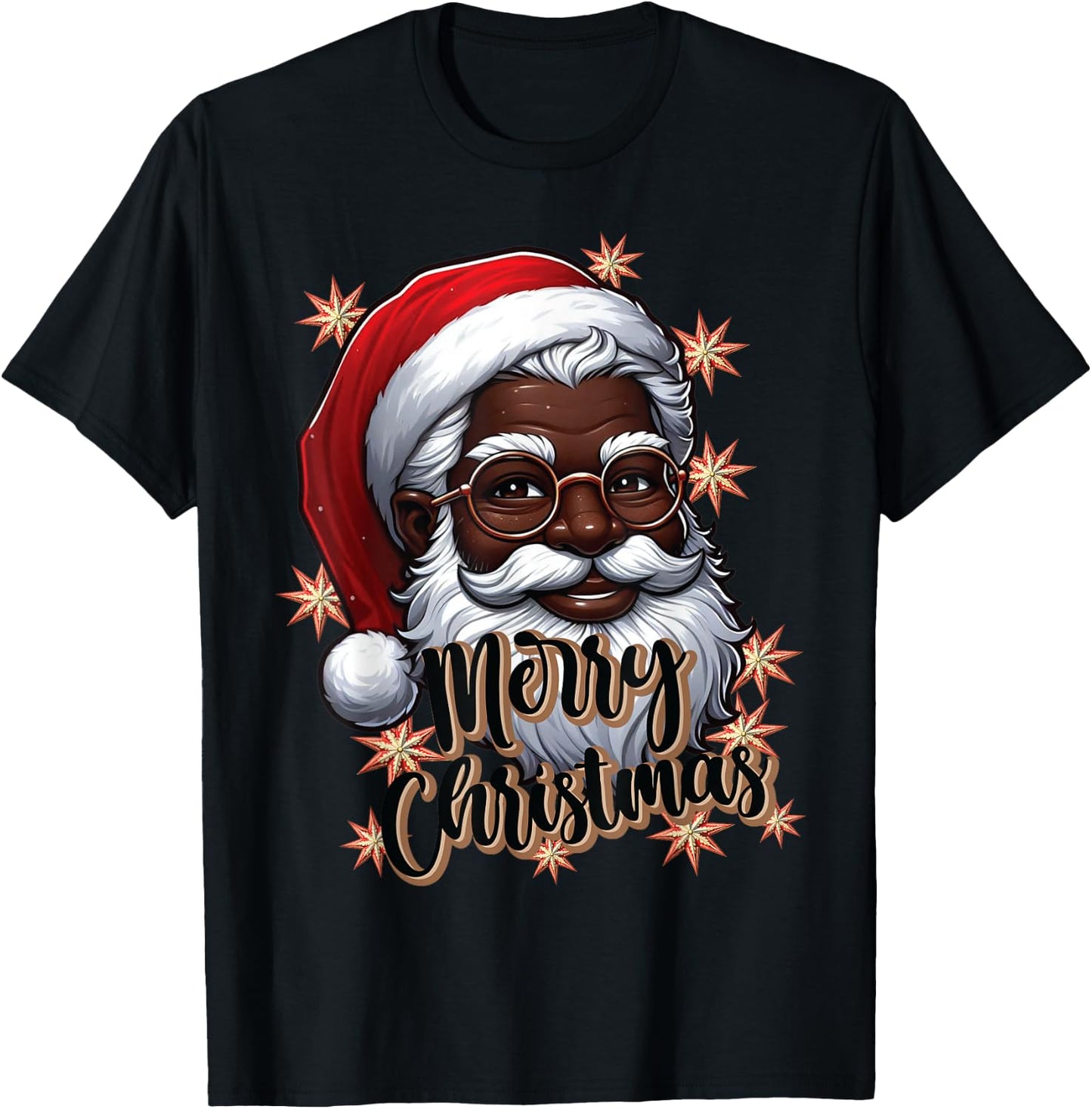 African American Santa Christmas Pajama Black X-Mas T-Shirt - T-Shirt | Black