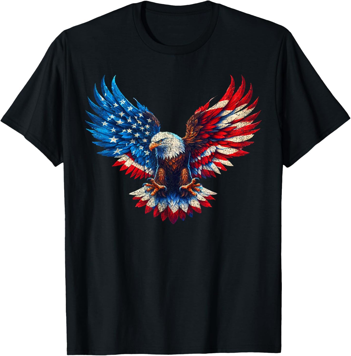 American Flag Bald Eagle Patriotic Eagle 4th of July USA T-Shirt - T-Shirt | Black