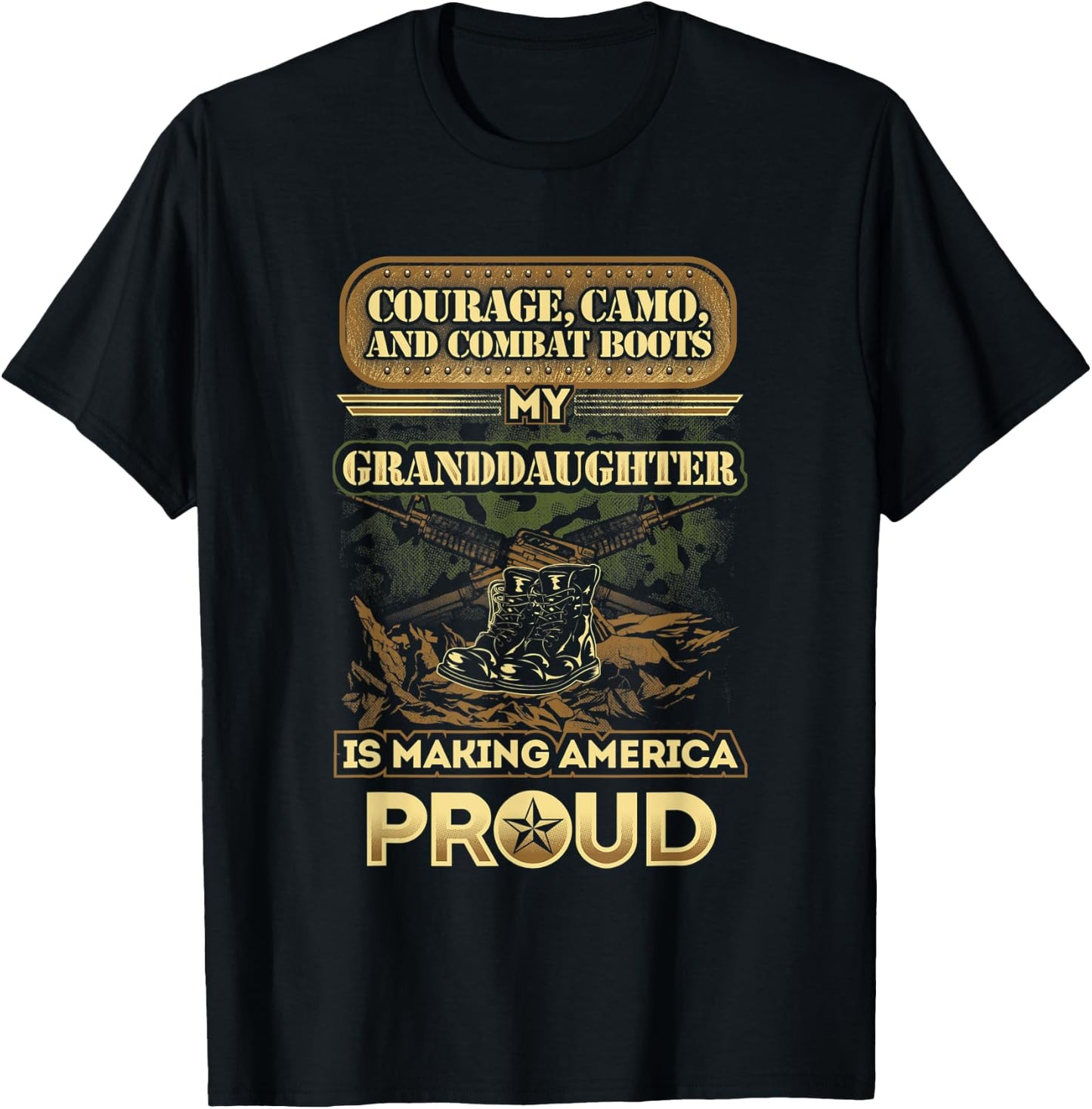 My Granddaughter Is A Soldier - Proud Military Grandparent T-Shirt - T-Shirt | Black