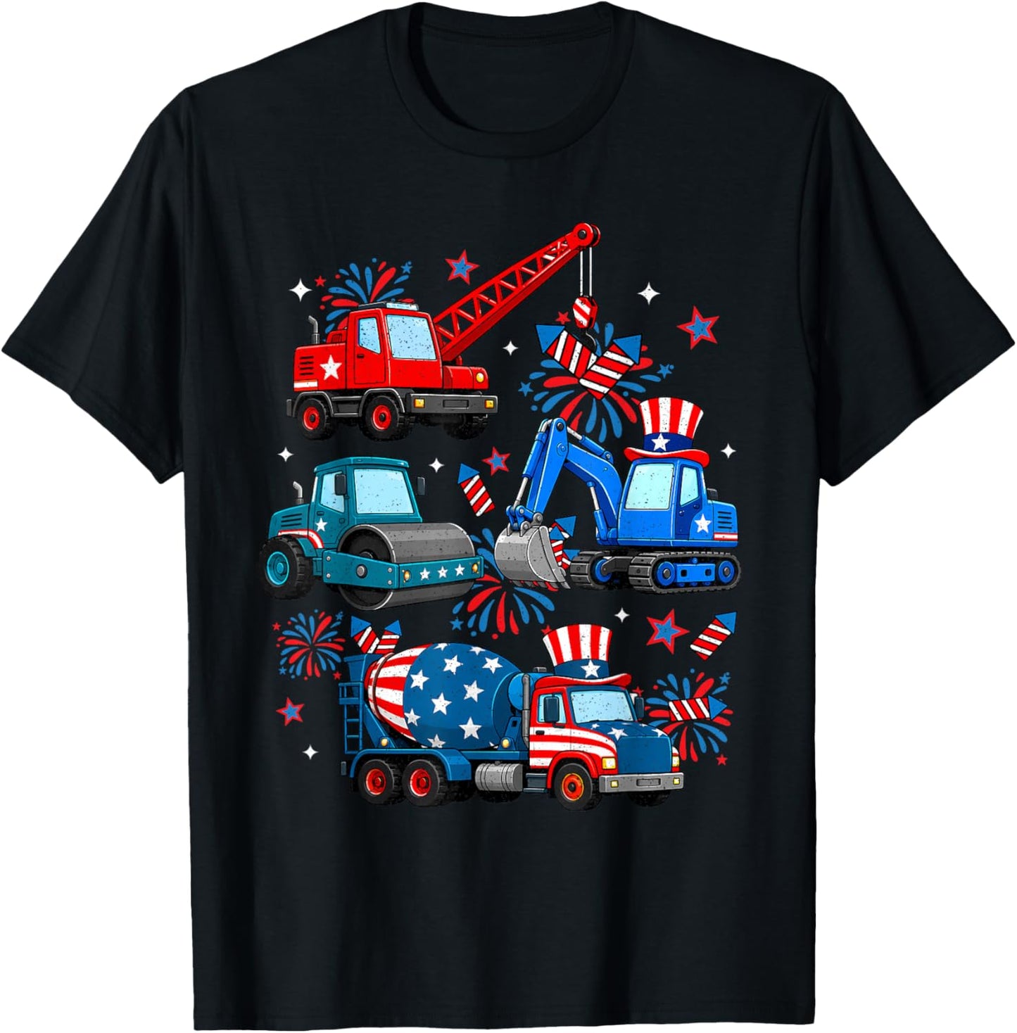 4th of July Construction Truck USA Patriotic Toddler Boys T-Shirt - T-Shirt | Black