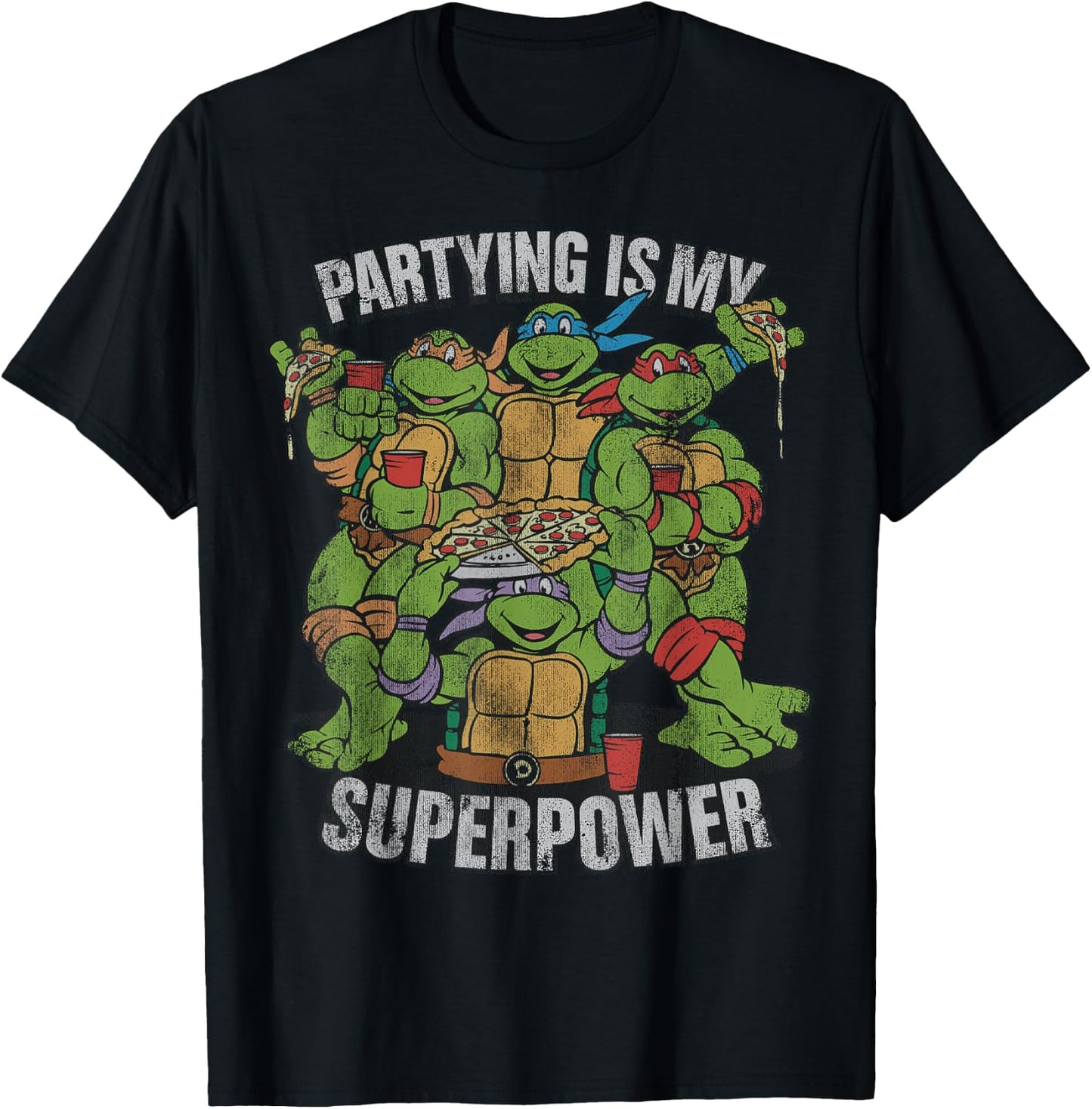 Teenage Mutant Ninja Turtles Partying Is My Superpower T-Shirt - T-Shirt | Black