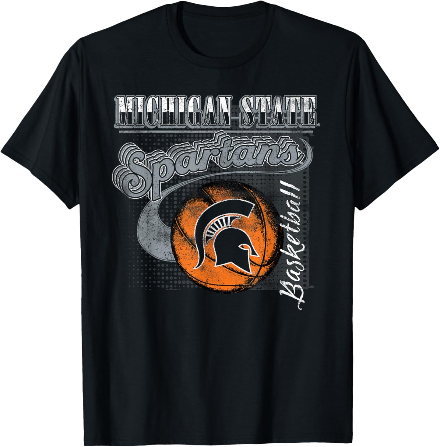 Michigan State Spartans Basketball Retro Green T-Shirt - T-Shirt | Black