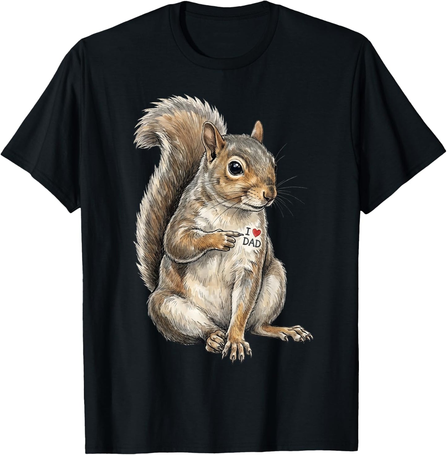 Squirrel I Love Dad Squirrel Dad Father's Day T-Shirt - T-Shirt | Black