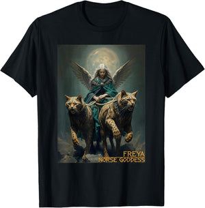 Freya Goddess of Norse Myths Viking Culture T-Shirt - T-Shirt | Black