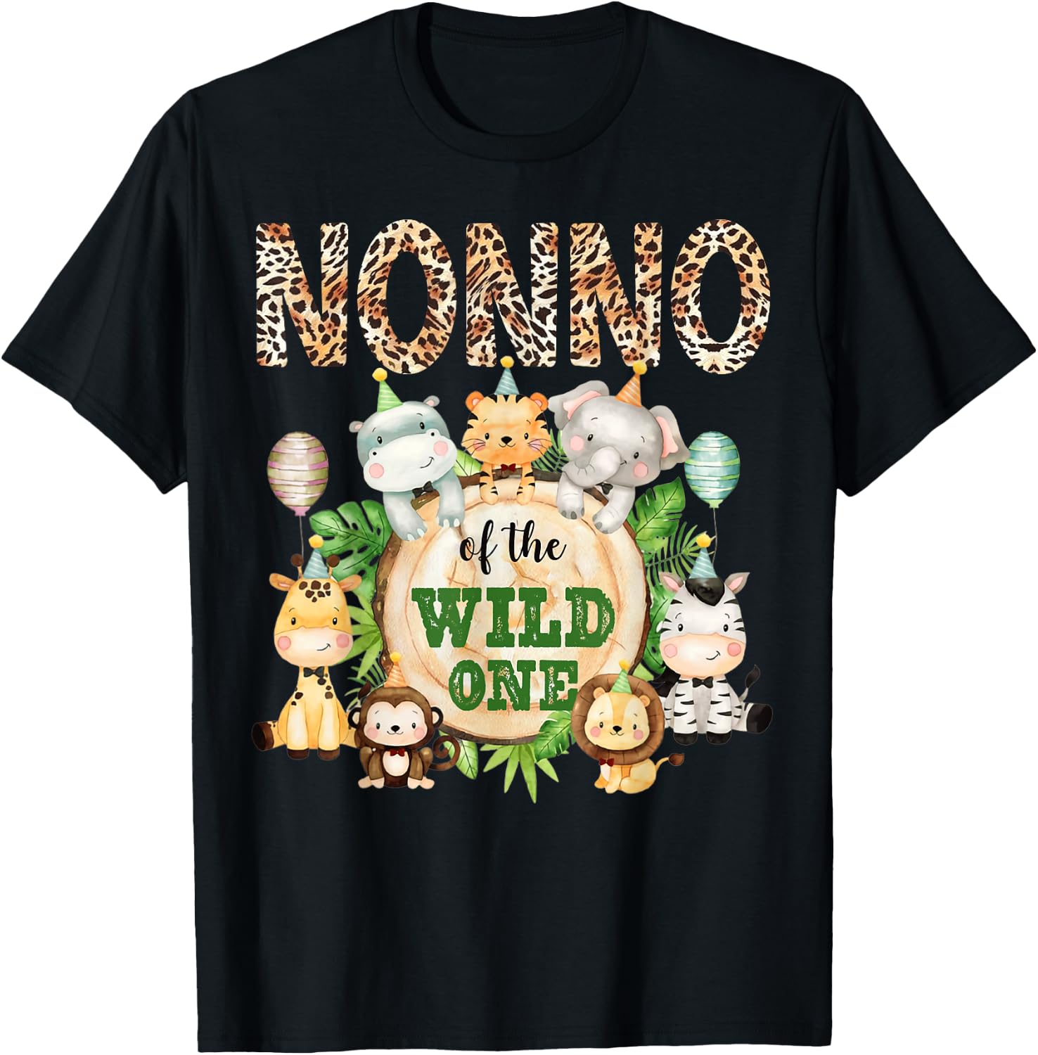 Nonno Of The Wild One 1st Birthday Safari Family Matching T-Shirt - T-Shirt | Black