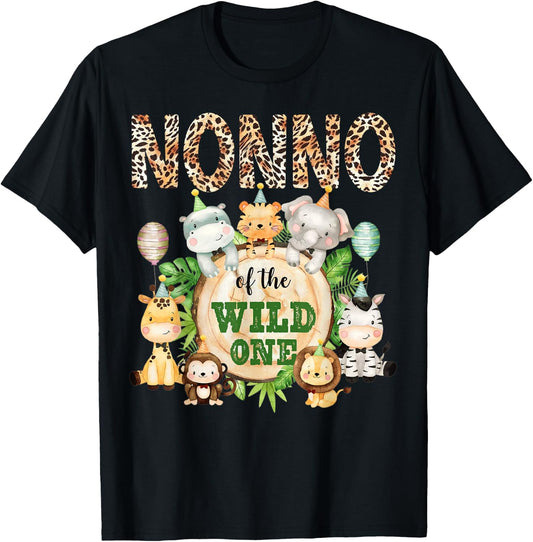 Nonno Of The Wild One 1st Birthday Safari Family Matching T-Shirt - T-Shirt | Black