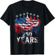 4th of July 250 Years Anniversary USA Flag 1776-2026 T-Shirt - T-Shirt | Black