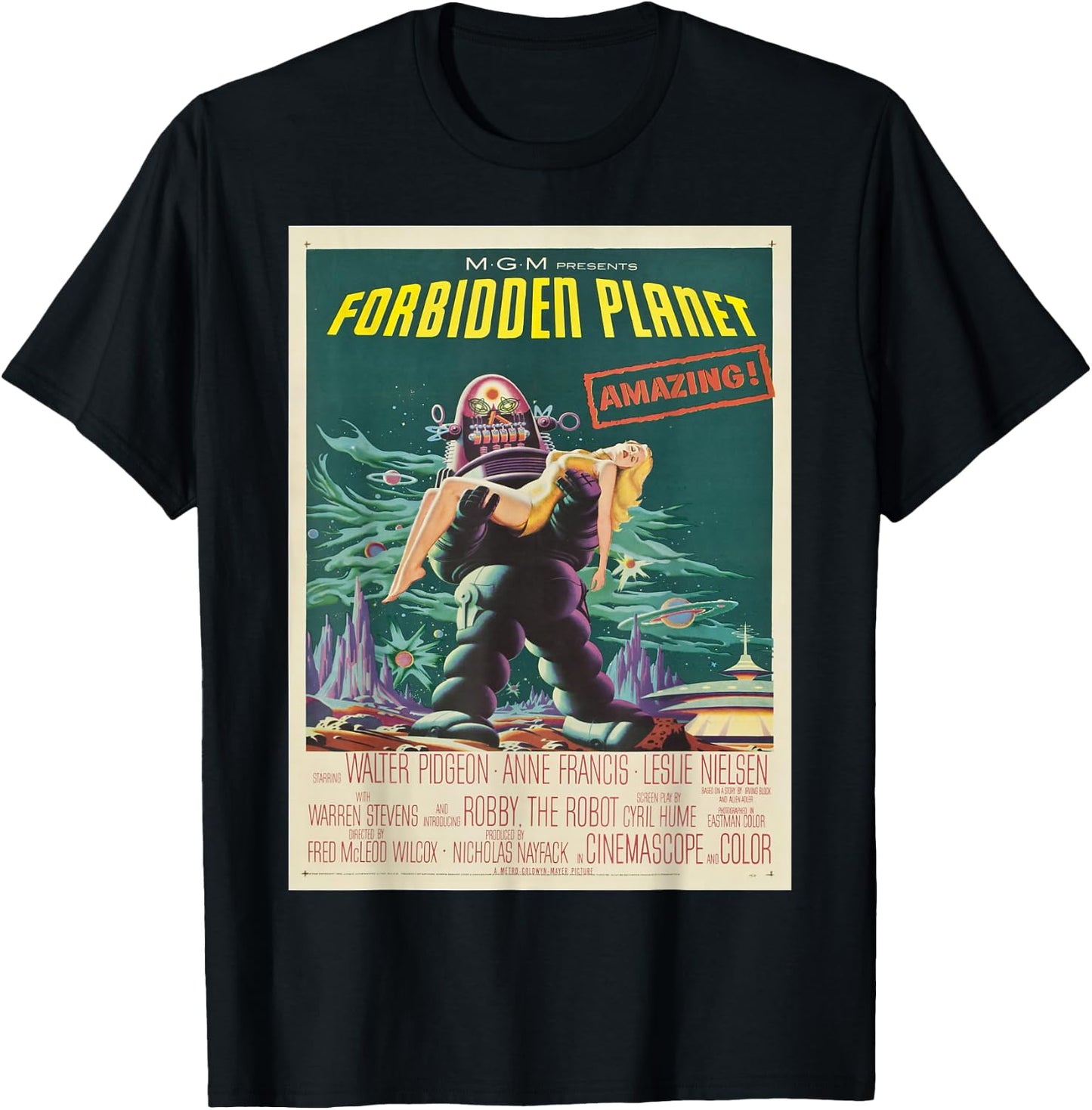 Vintage Images Forbidden Planet - Women's Classic Fit Black Cartoon - Small T-Shirt - T-Shirt | Black