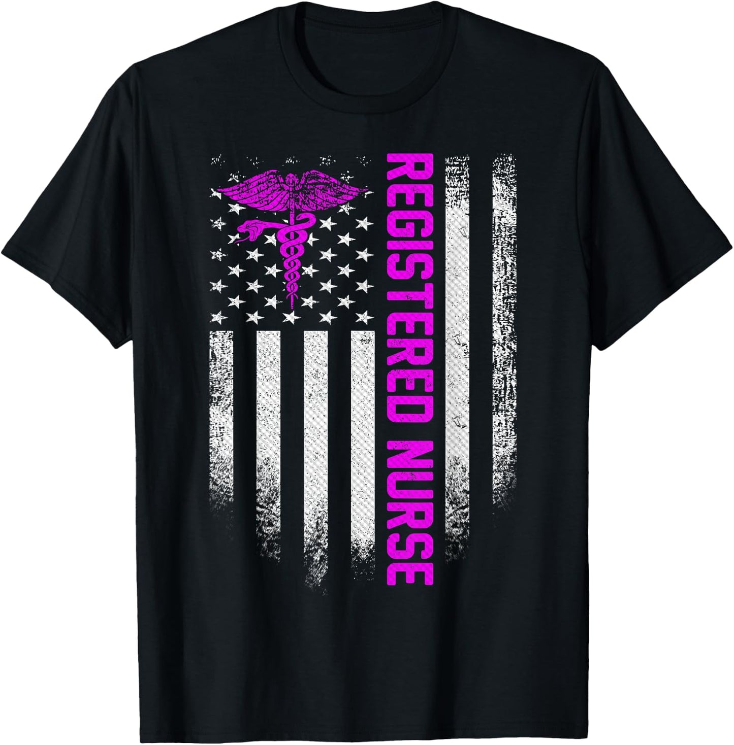 Vintage USA RN Registered Nurse American Flag Small T-Shirt - T-Shirt | Black