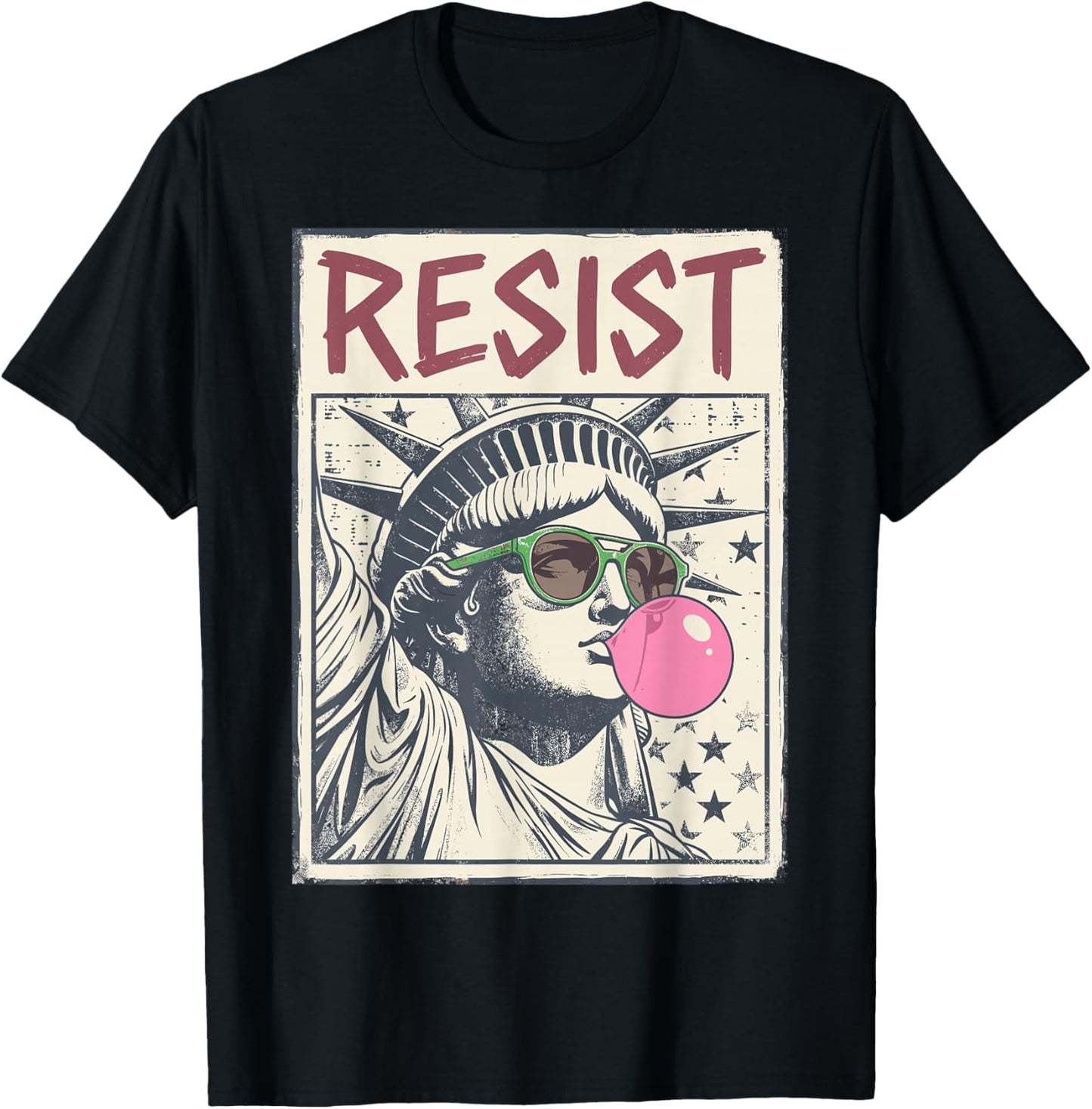Resist Statue Liberty Bubblegum Equality Protest T-Shirt - T-Shirt | Black