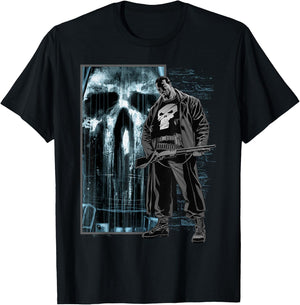 Marvel Comics Retro Classic The Punisher Bullet Storm Skull T-Shirt - T-Shirt | Black