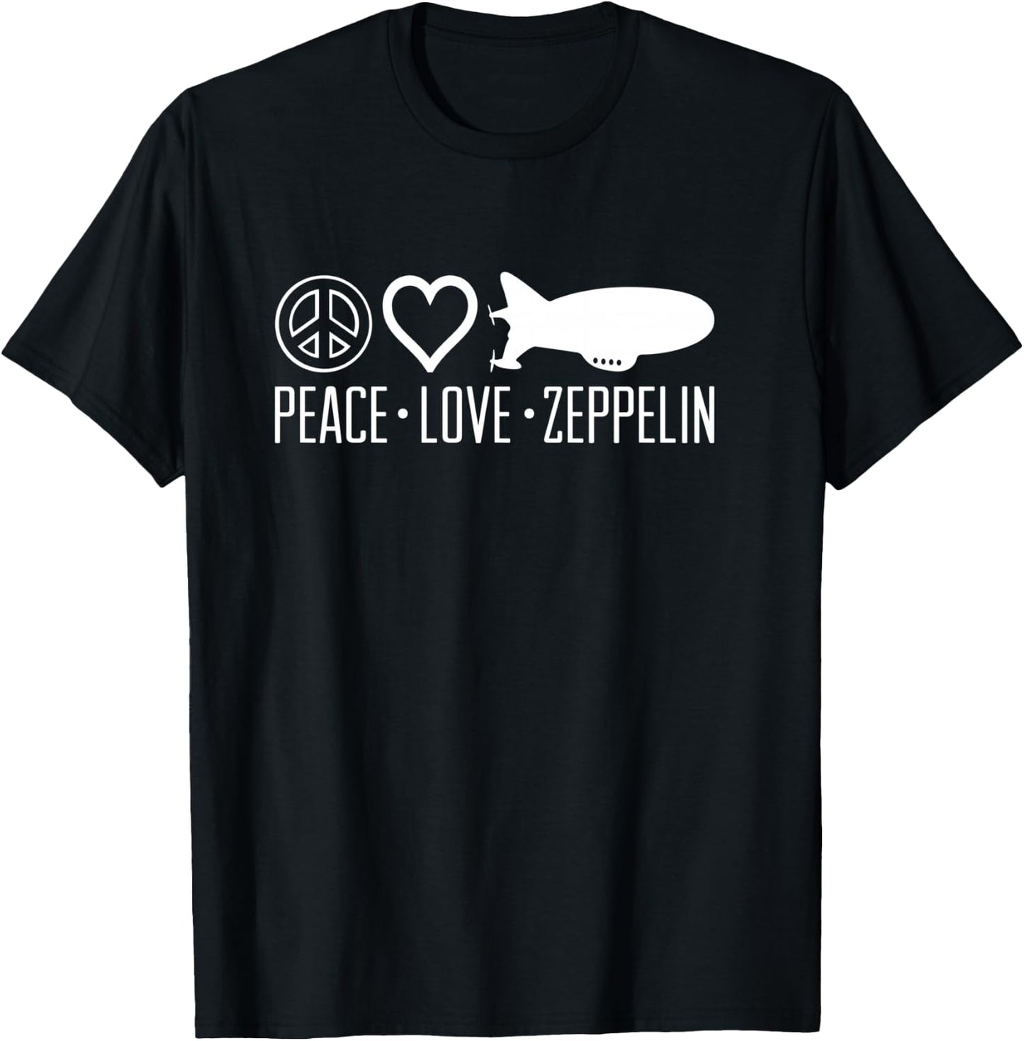 Peace Love Zeppelin Airship Retro Fans T-Shirt - T-Shirt | Black