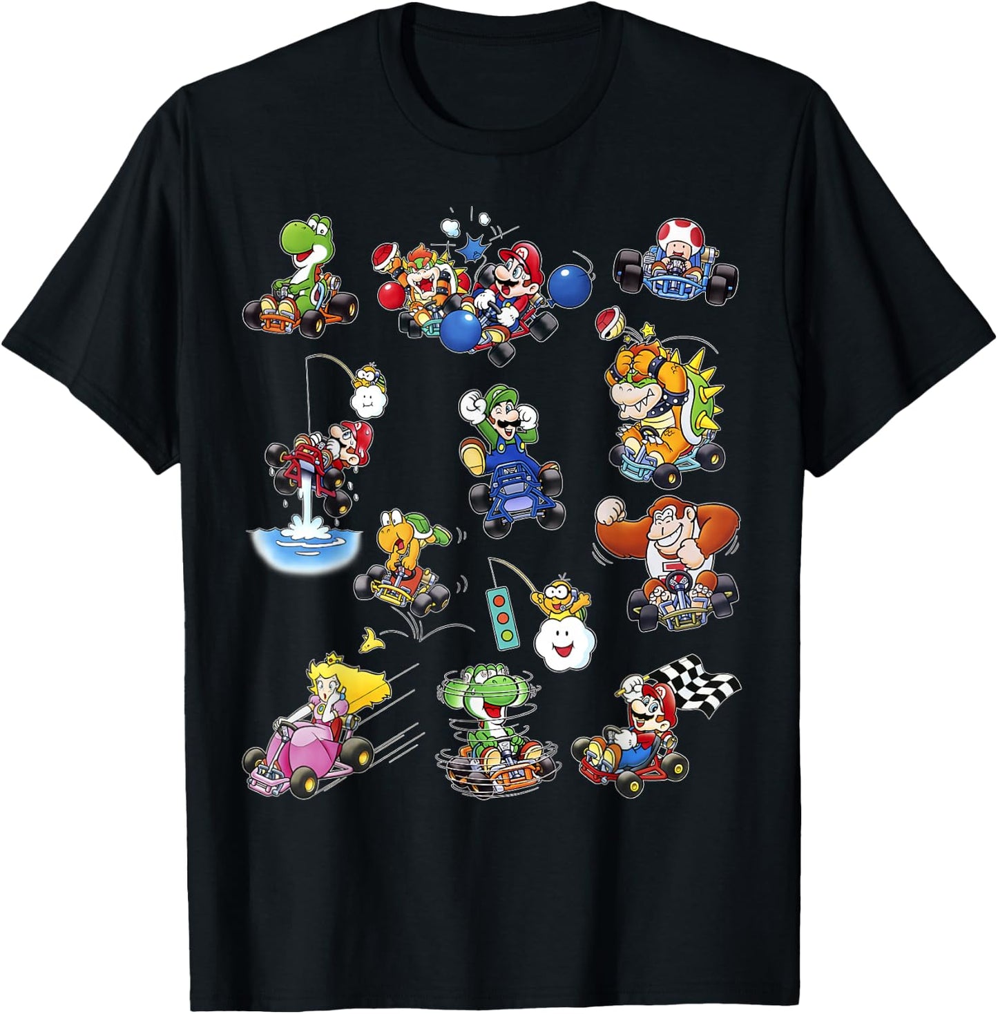Mario Kart Racers Action Mach Up Poster T-Shirt - T-Shirt | Black