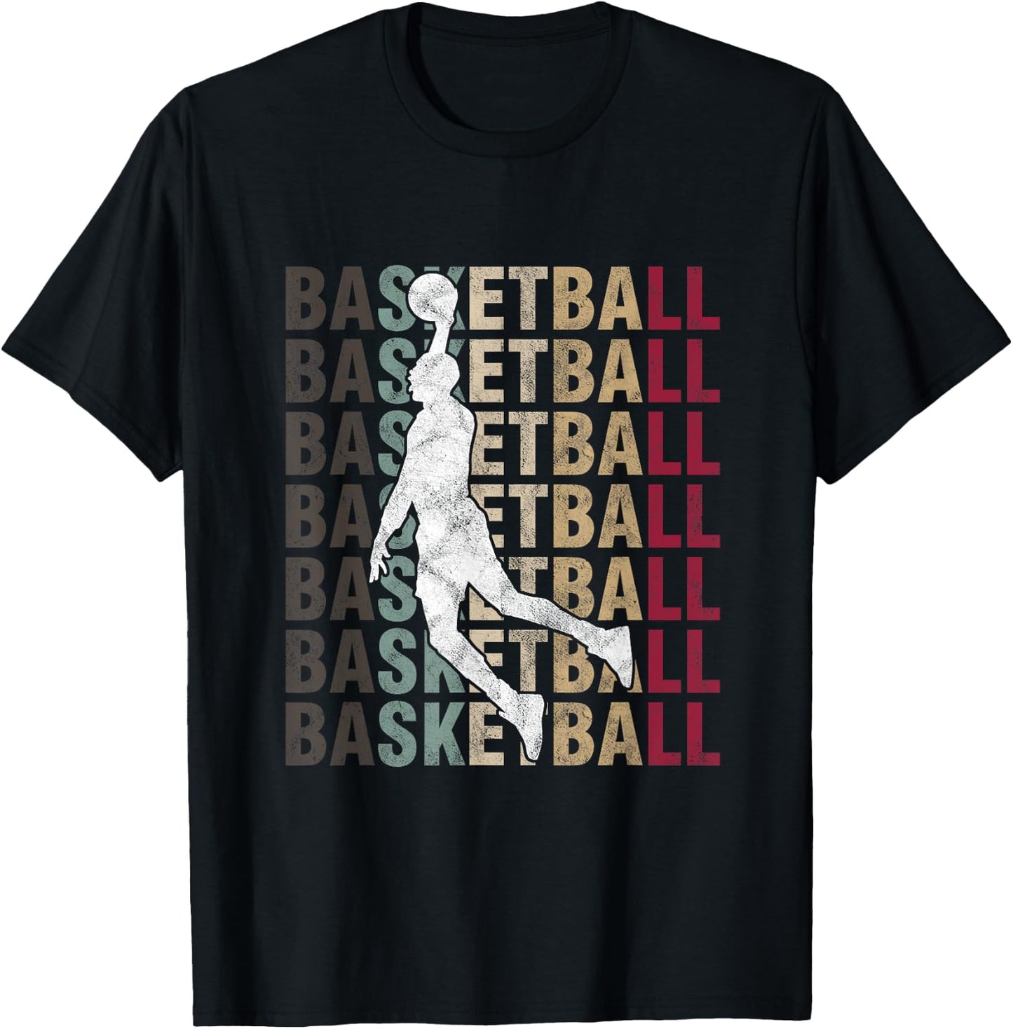 Retro Basketball Typography BBall Player Sports T-Shirt - T-Shirt | Black