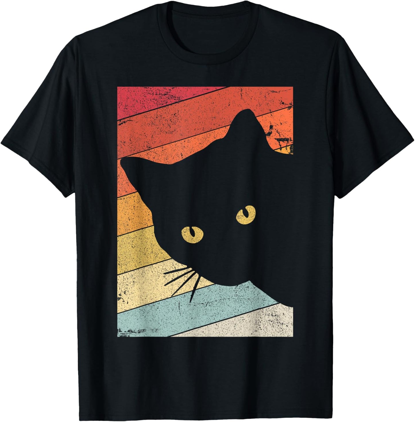 Cat Shirt. Retro Style Women Girls Kids T-Shirt - T-Shirt | Black
