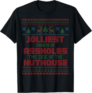Ugly Christmas Jolliest Bunch of A-holes Movie Fun Gift T-Shirt - T-Shirt | Black