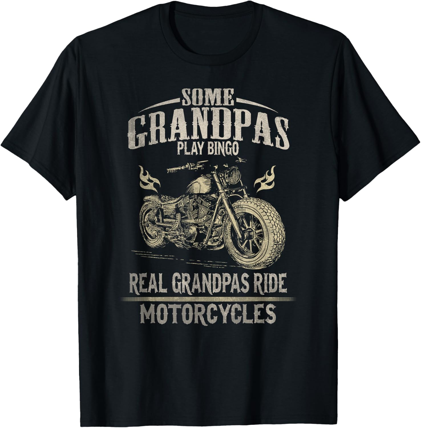 Real Grandpas Ride Motorcycle Biker Grandpa T-Shirt - T-Shirt | Black