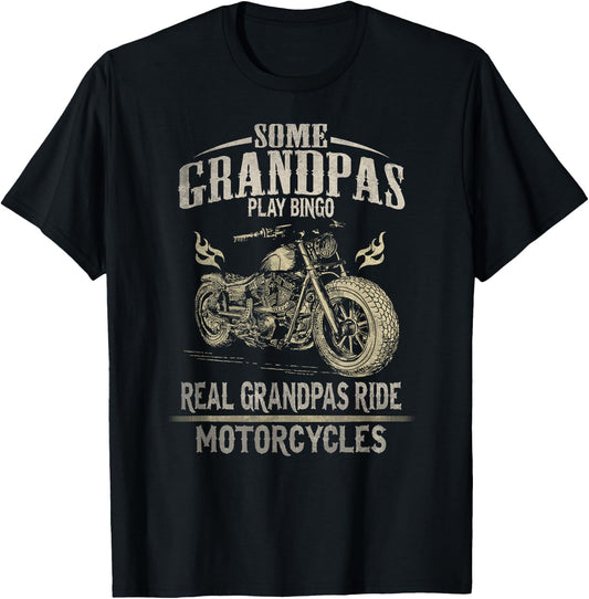 Real Grandpas Ride Motorcycle Biker Grandpa T-Shirt - T-Shirt | Black