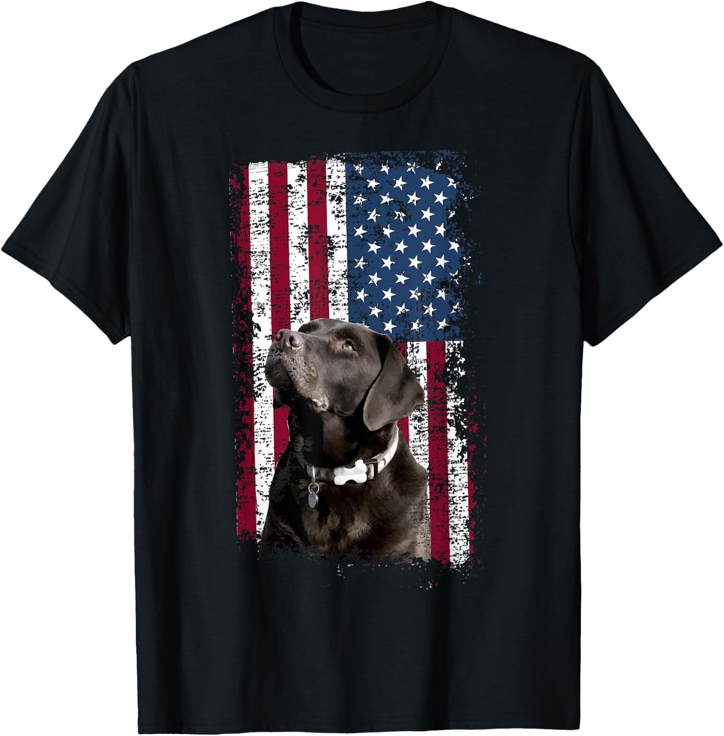Patriotic USA Flag Black Labrador for Lab Owners T-Shirt - T-Shirt | Black