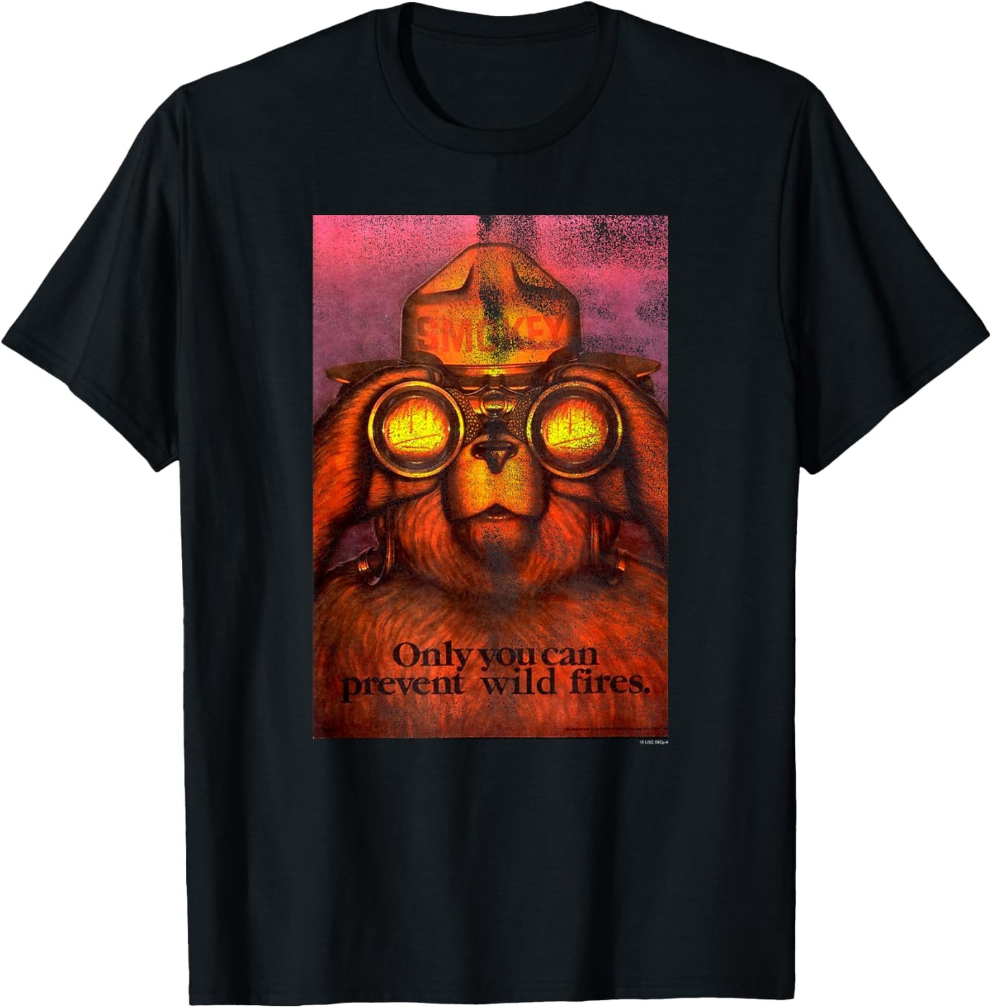 Smokey Bear Only You Smokey with Binoculars PSA T-Shirt - T-Shirt | Black