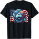 Vintage Manatee USA Flag Animals Lovers Patriotic Sunglasses T-Shirt - T-Shirt | Black